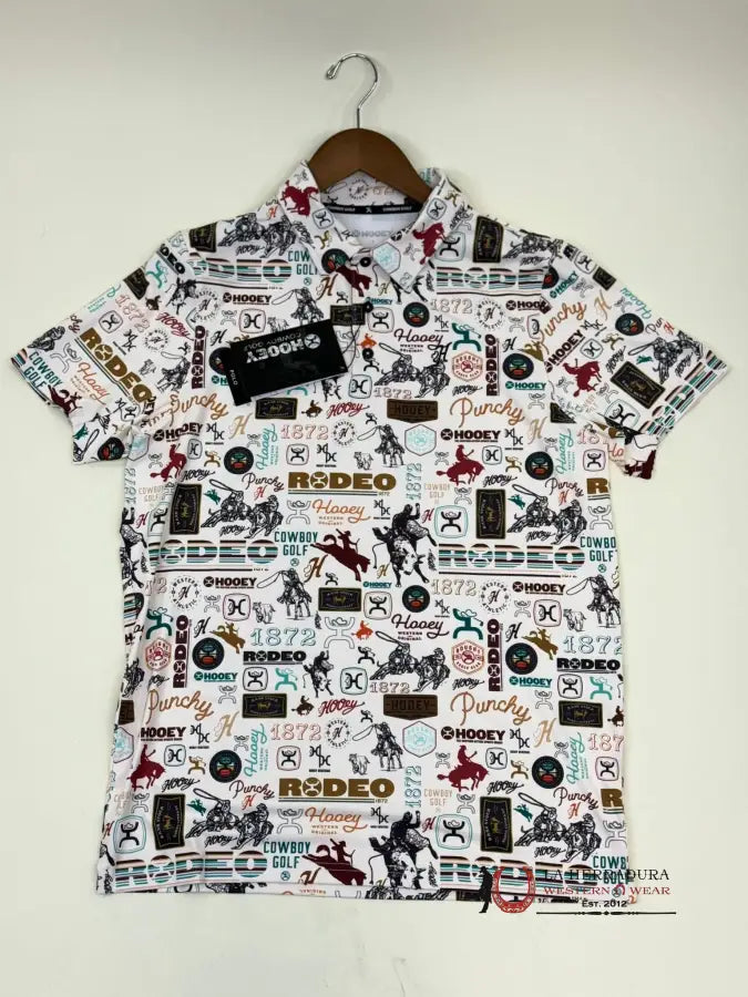 Hooey The Weekender Cream Logo Print Polo Short Sleeve Ropa Hombres