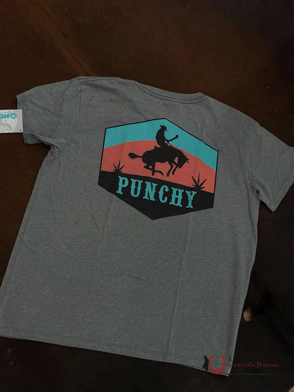 CAMISETA HOOEY - GRIS RANCHERO CON LOGO TEAL/NARANJA