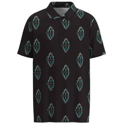 Camisa polo de manga corta para hombre HOOEY Weekender Black/Turquoise Golf Aztec HP034BKAZ