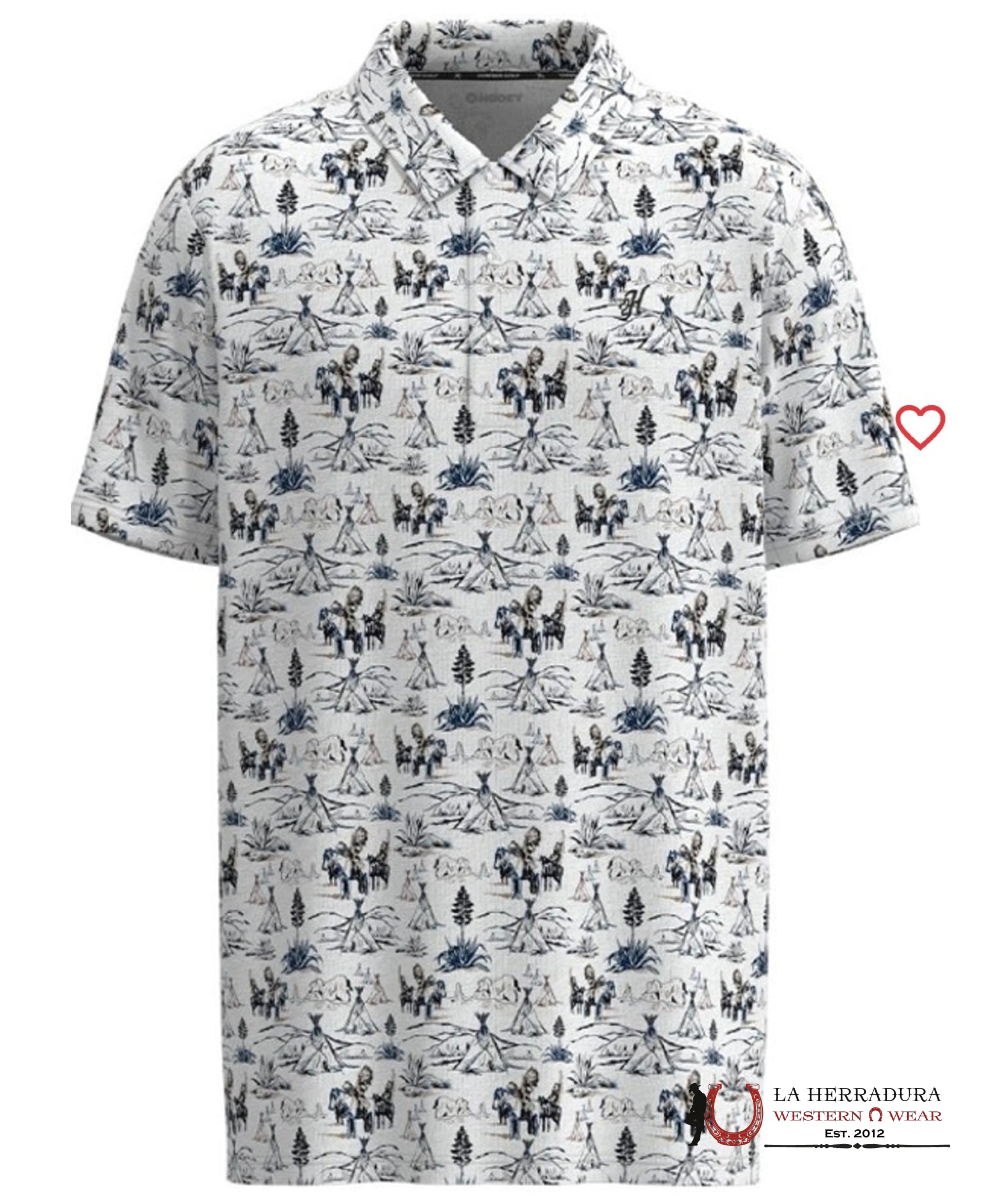 HOOEY Weekender White Comanche Aztec Polo Short Sleeve Men Shirt ROPA HOMBRES