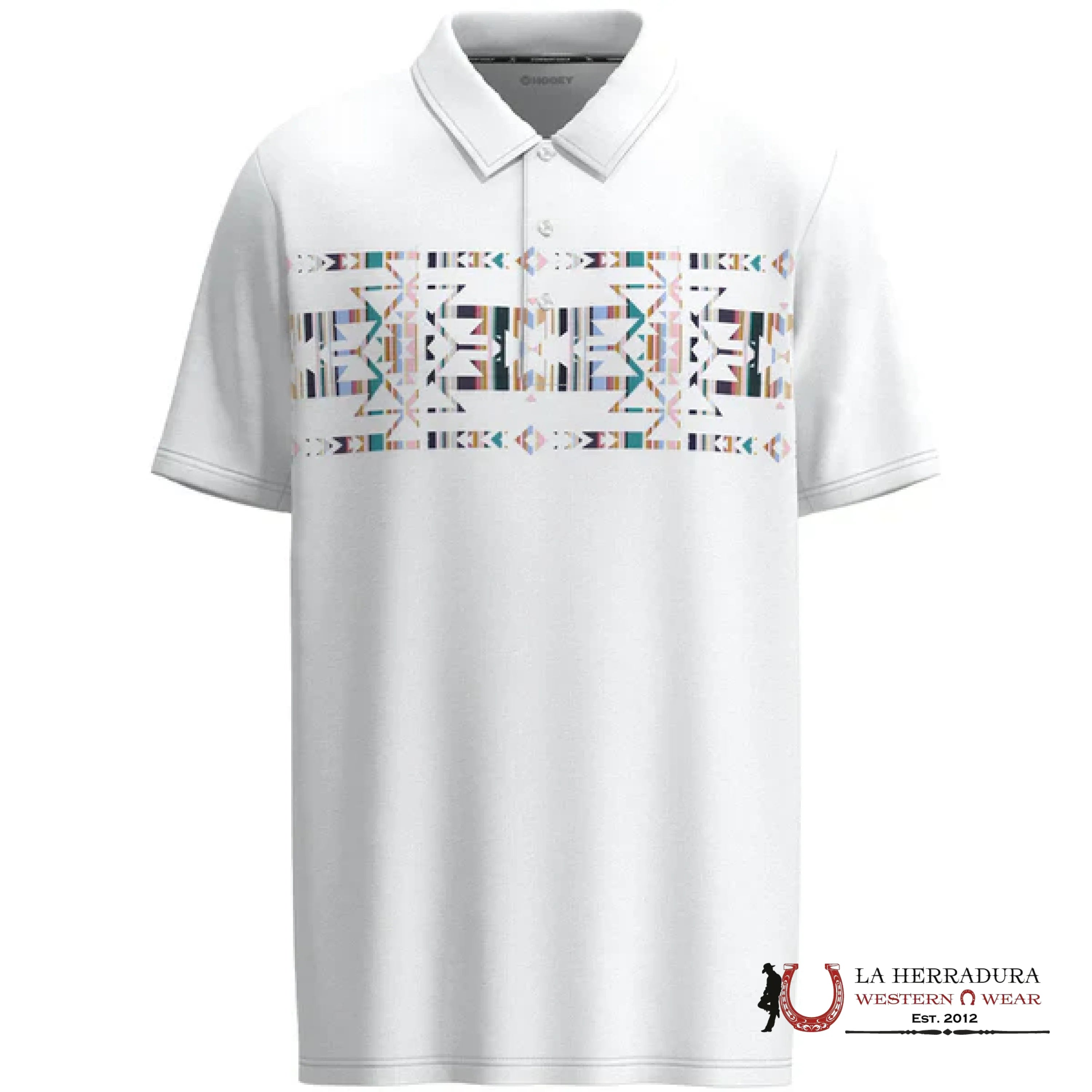 HOOEY Weekender White Multi Color Aztec Polo Short Sleeve Men Shirt ROPA HOMBRES