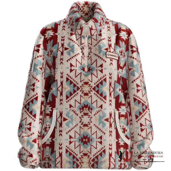 HOOEY MUJER POLAR PULL OVER AZUL PATRÓN AZTECA POR TODAS PARTES HFP016PKAZ