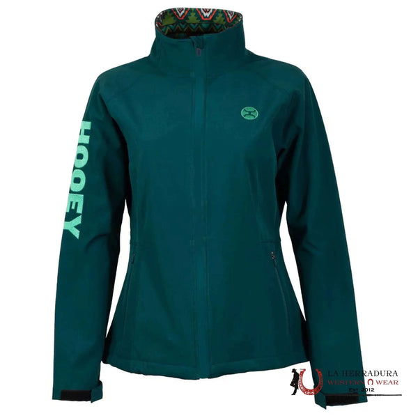 CHAQUETA HOOEY PARA MUJER TEAL CON FORRO ESTAMPADO MULTICOLOR HJ105TL