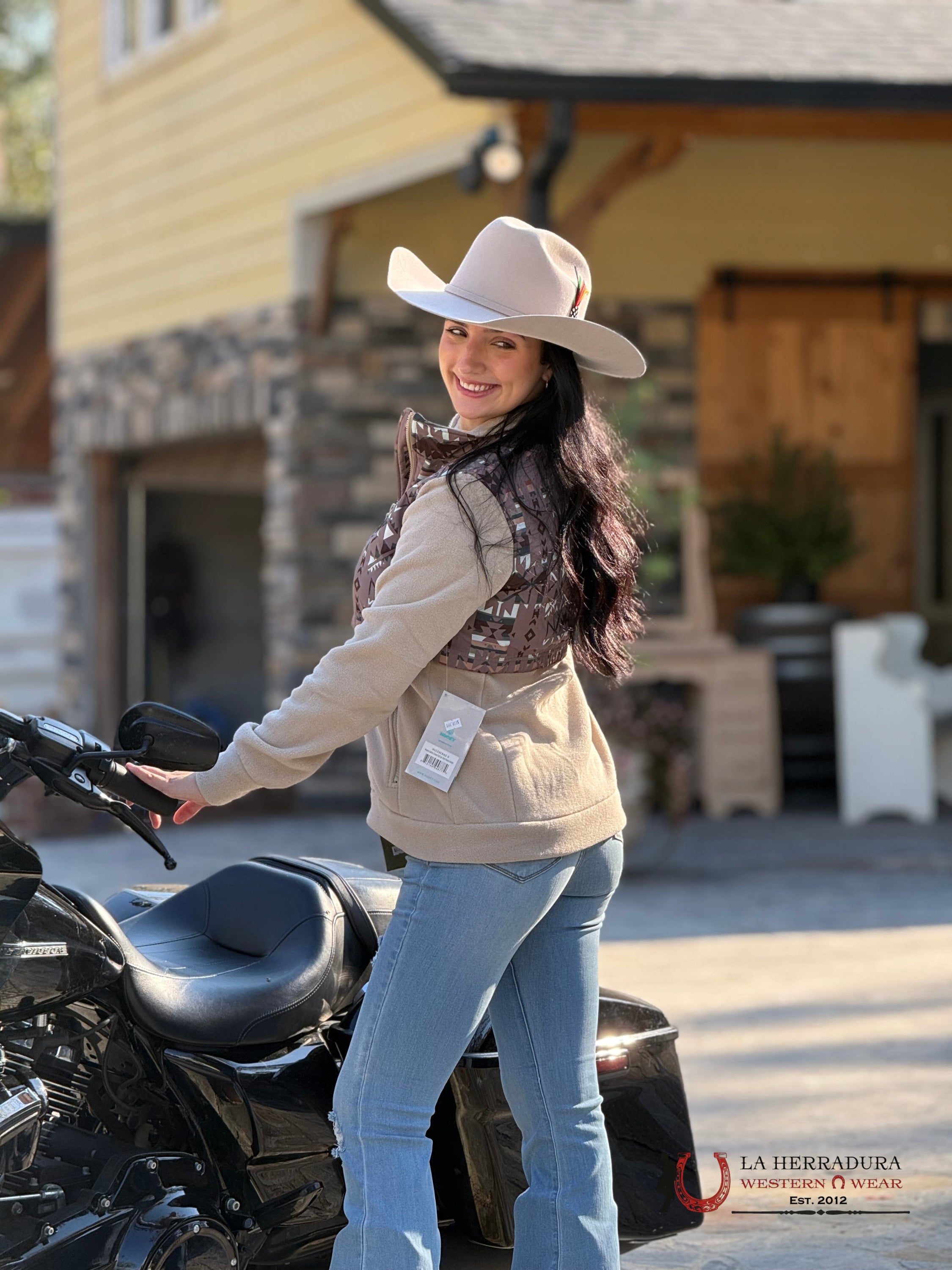 Hooey Womens Tech Fleece Cream/Aztec- Full Zip Up Ropa Mujeres