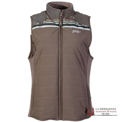HOOEY WOMEN VEST BROWN BODY FULL ZIP SERAPE PATTEM TOKE AND BAG HV098BRSP