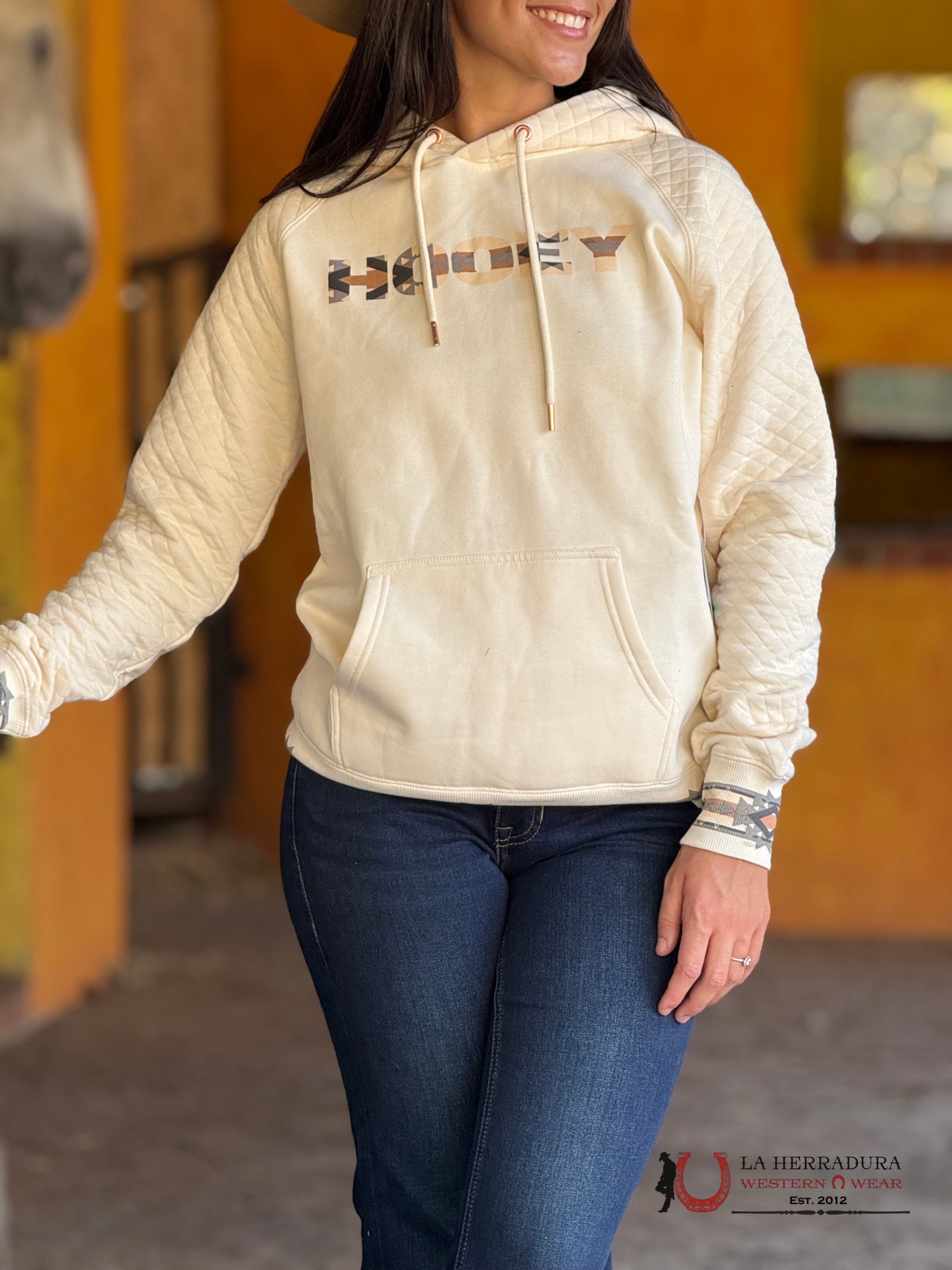 Hooey Womens Cream Quilted Legendary Hoodie Ropa Mujeres