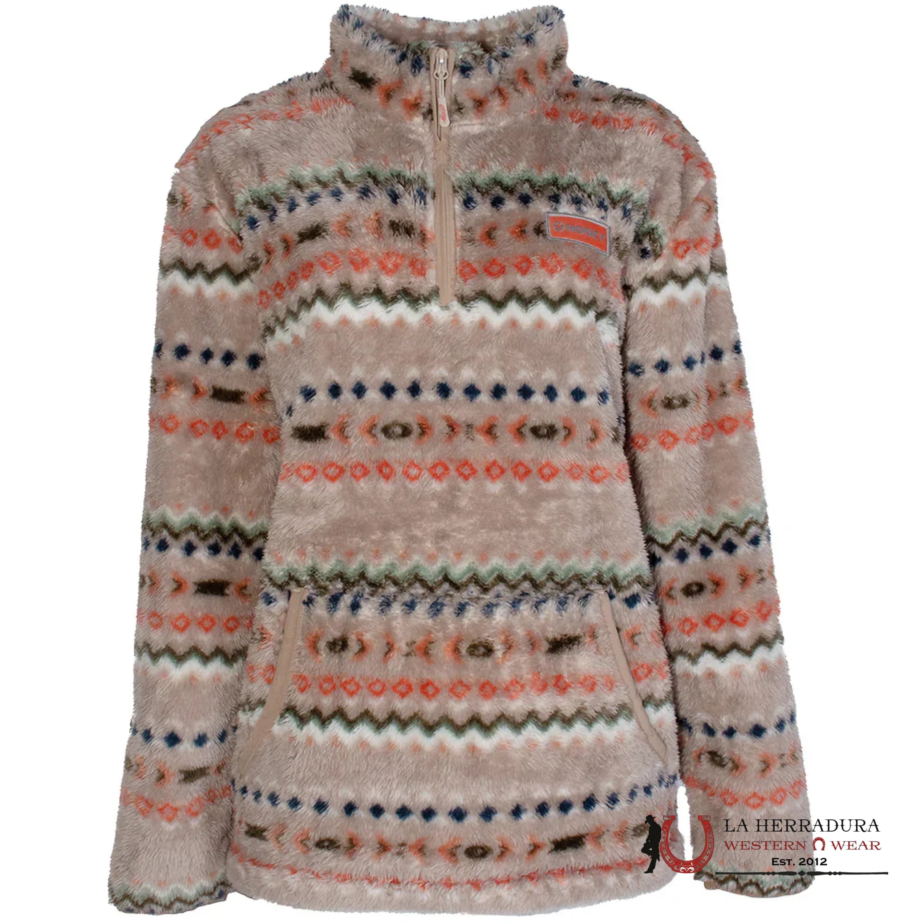 Hooey Womens Fleece Pull Over- Cream/Aztec Craz-S Ropa Mujeres