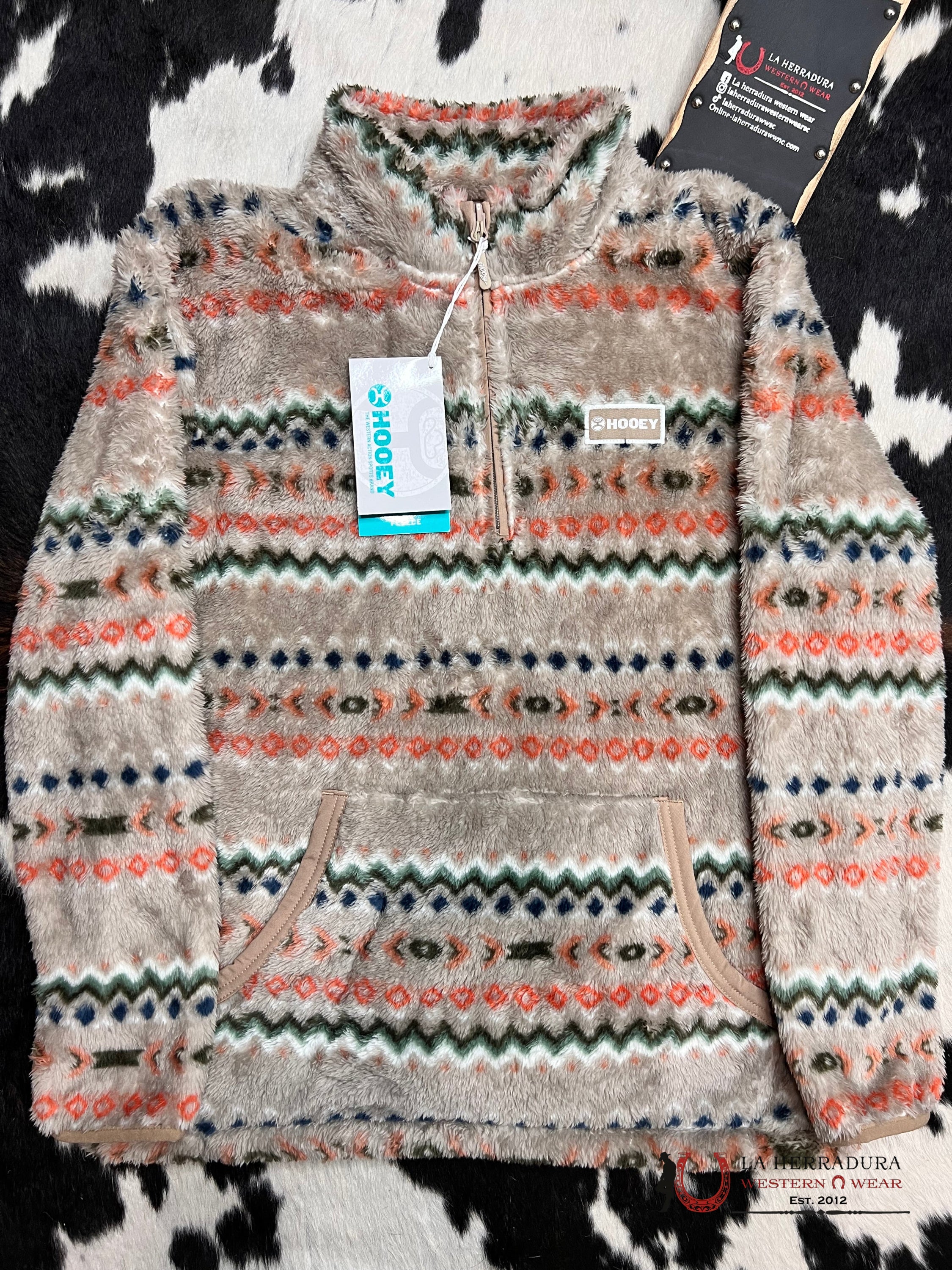 Hooey Womens Fleece Pull Over- Cream/Aztec Craz-S Ropa Mujeres