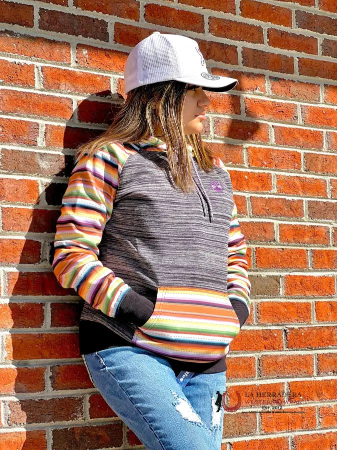 Hooey Womens Hoodie Catalina W/ Multi Colored Sleeve Ropa Mujeres