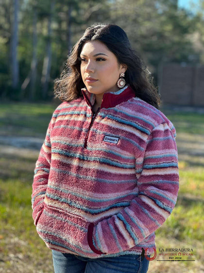 HOOEY WOMEN PINK MULTI COLOR STRIPED PULLOVER HEPP006PKST