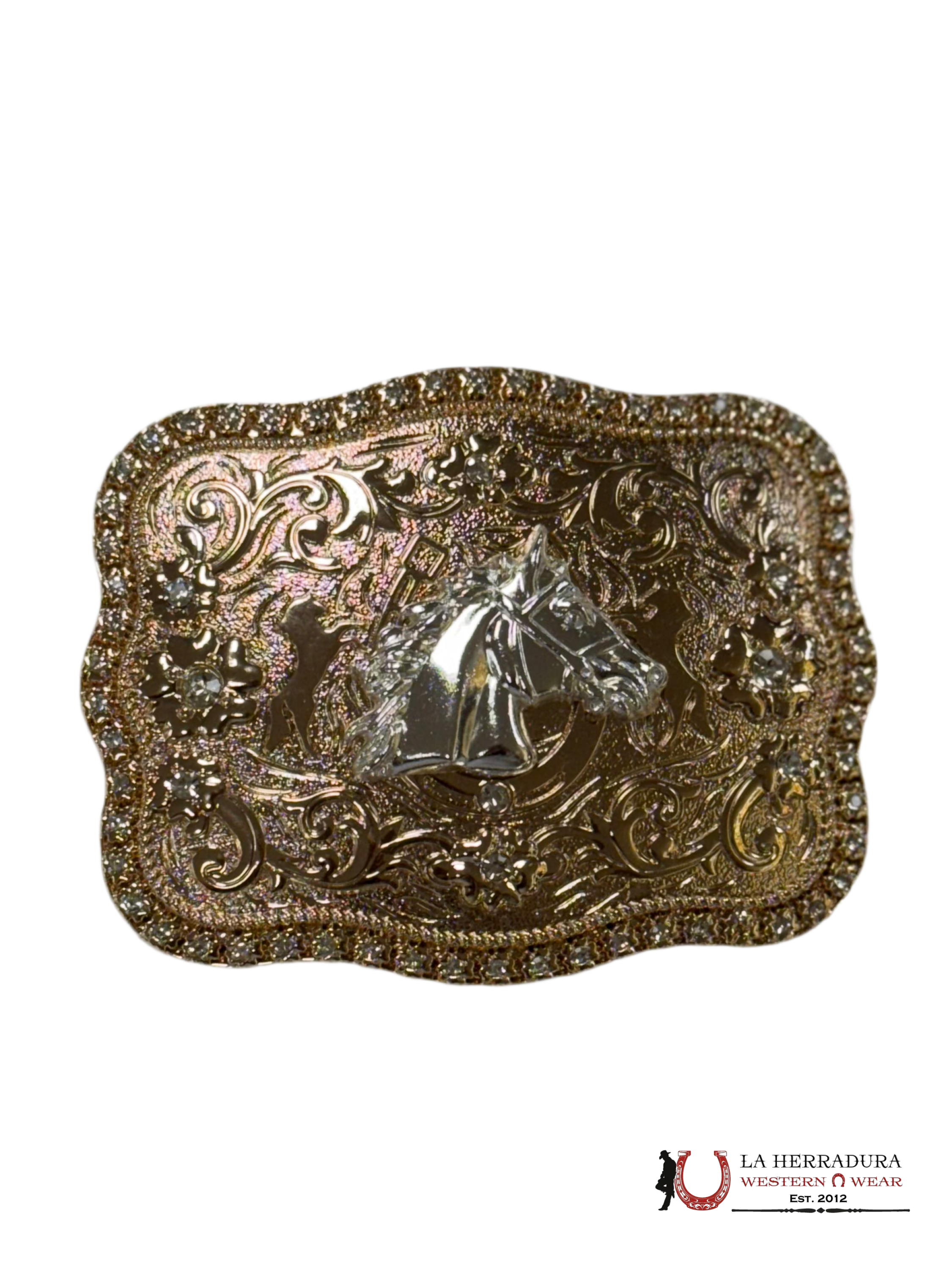 HORSE GOLD SILVER DETAILS SQUARE BUCKLE ACCESORIOS
