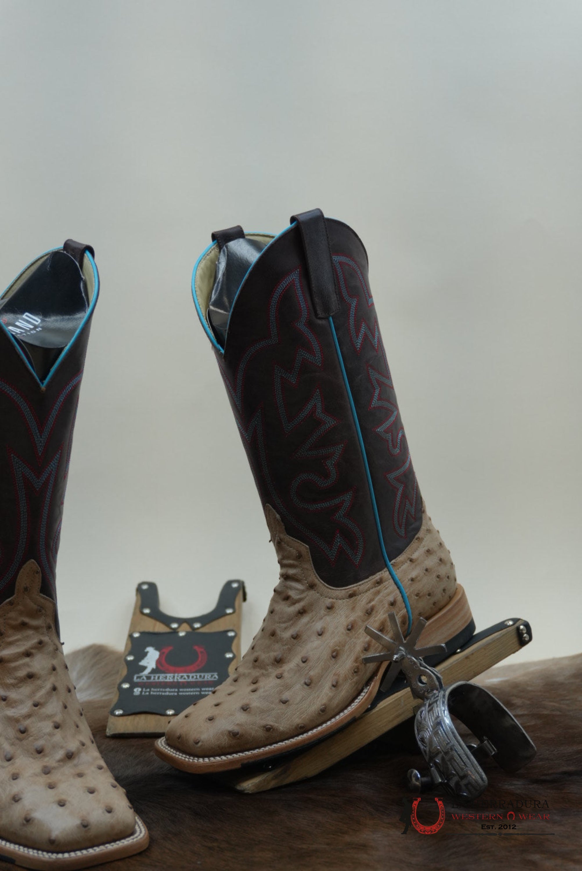 Horse Power Tan Vintage Bruciato Fq Ostrich Bone Explosion Botas Hombres