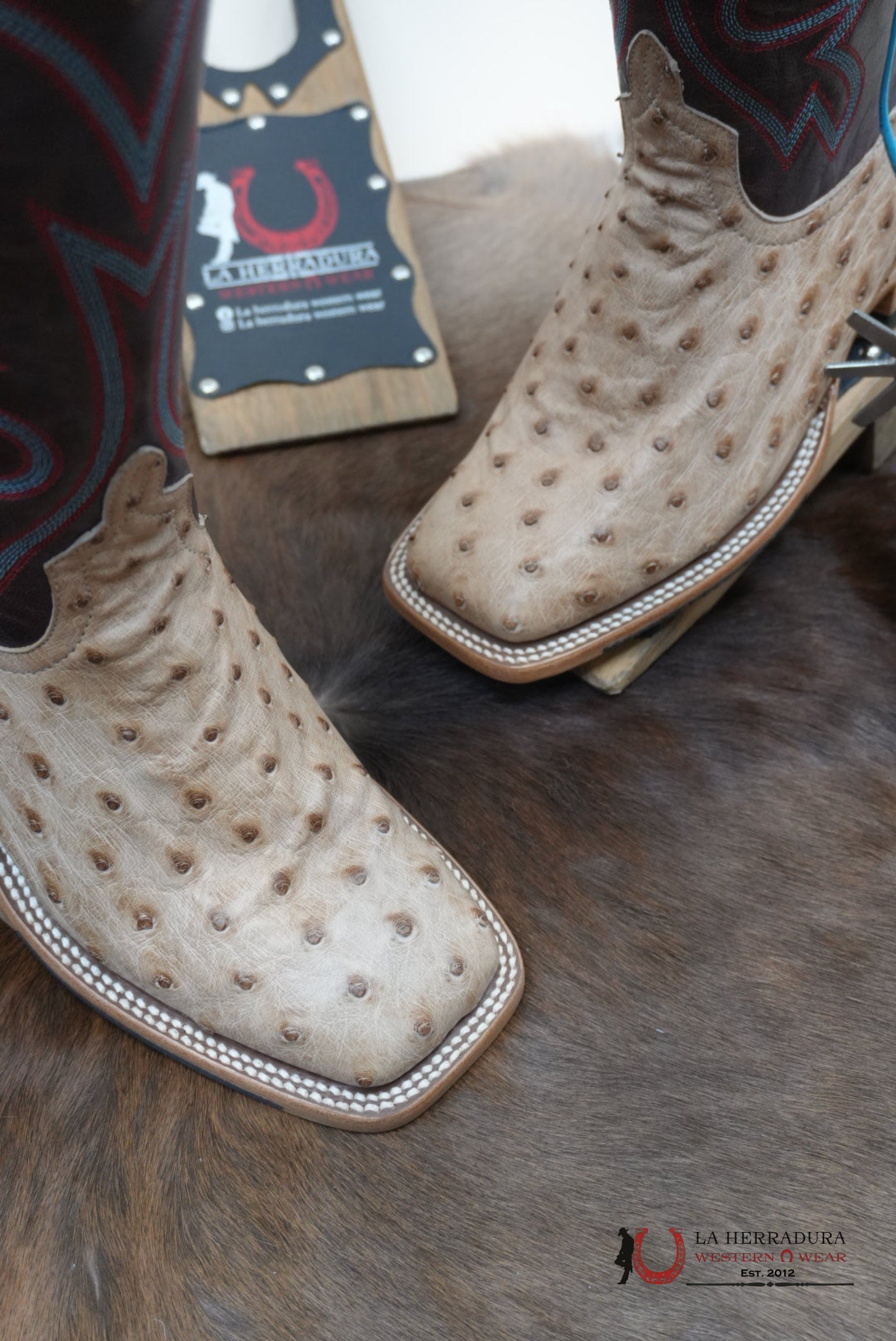 Horse Power Tan Vintage Bruciato Fq Ostrich Bone Explosion Botas Hombres