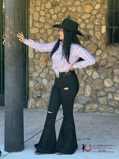 JEAN MUJER PANTALONES DE CAMPANILLA NEGRO