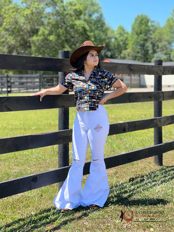 JEAN MUJER PANTALONES DE CAMPANILLA BLANCO