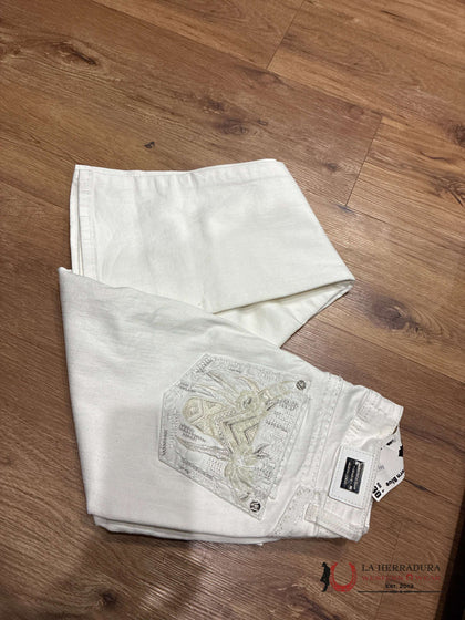 JEANS GIRL WESTERN BLUE COLLECTION WHITE BOOTCUT JEANS W153–PB30