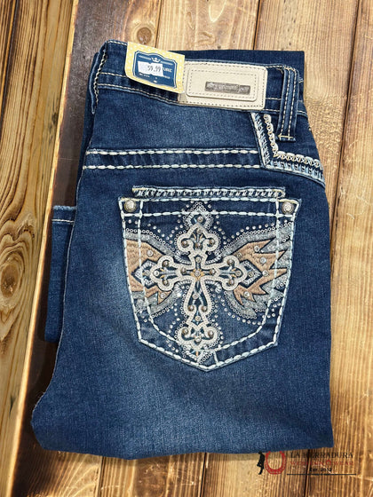 JEANS GIRLS SEXI COUTURE BOOTCUT FIT CROSS WITH WINGS AND BLING S1196-PB33