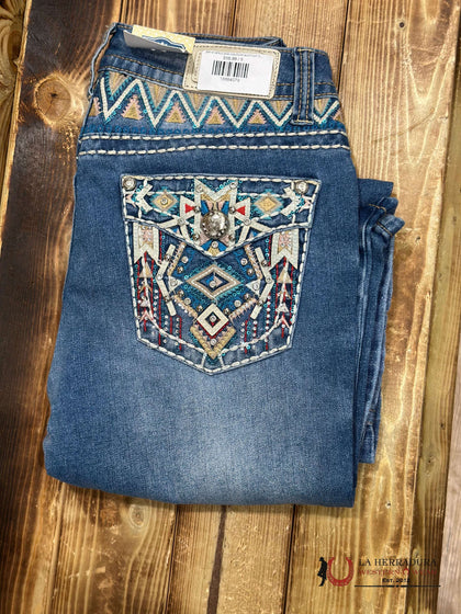 JEANS GIRLS SEXI COUTURE BOOTCUT FIT CUTE AZTEC COLORS BLING S1197-PB33
