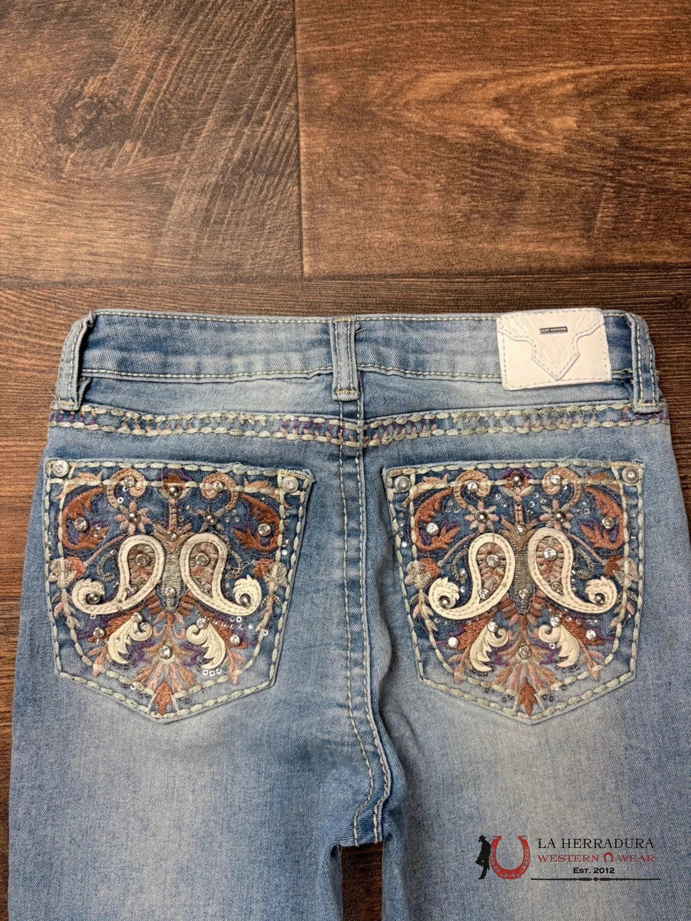 JEANS GIRLS SEXI COUTURE BOOTCUT FIT CUTE COLORS BLING S1398-PB NIÑOS