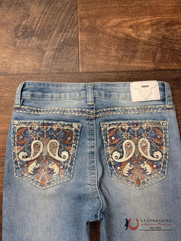 JEANS PARA NIÑAS SEÑORITA COUTURE CORTE DE BOTA AJUSTE CUTE COLORES BRILLANTES S1398-PB