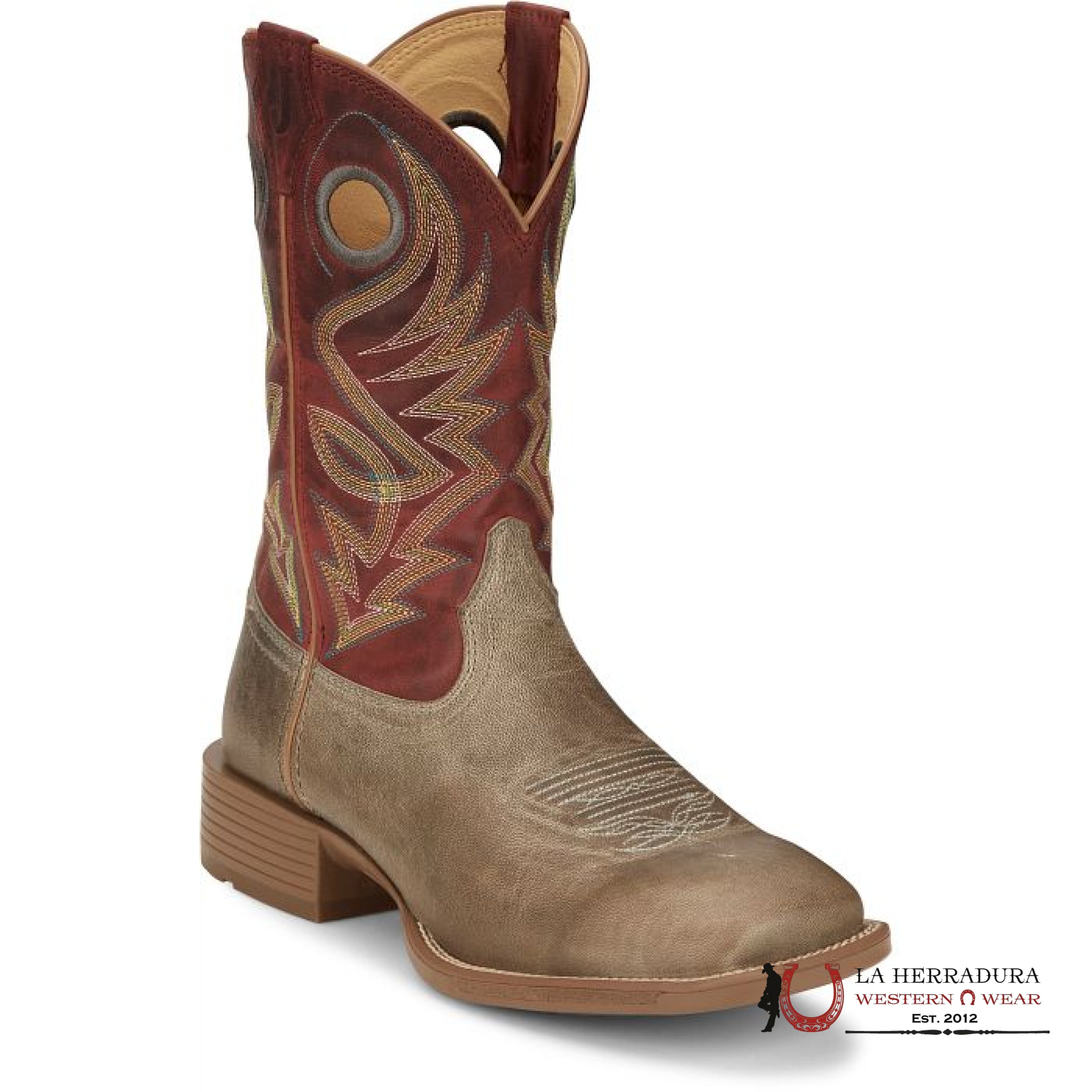 JUSTIN MEN PICKETT GREY COAT WIDE SQUARE TOE STYLE UN7151 BOTAS HOMBRES