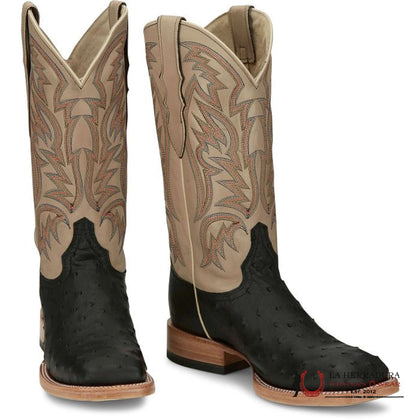 JUSTIN MENS DOC BAR BLACK FULL QUILL OSTRICH STYLE AQ8042