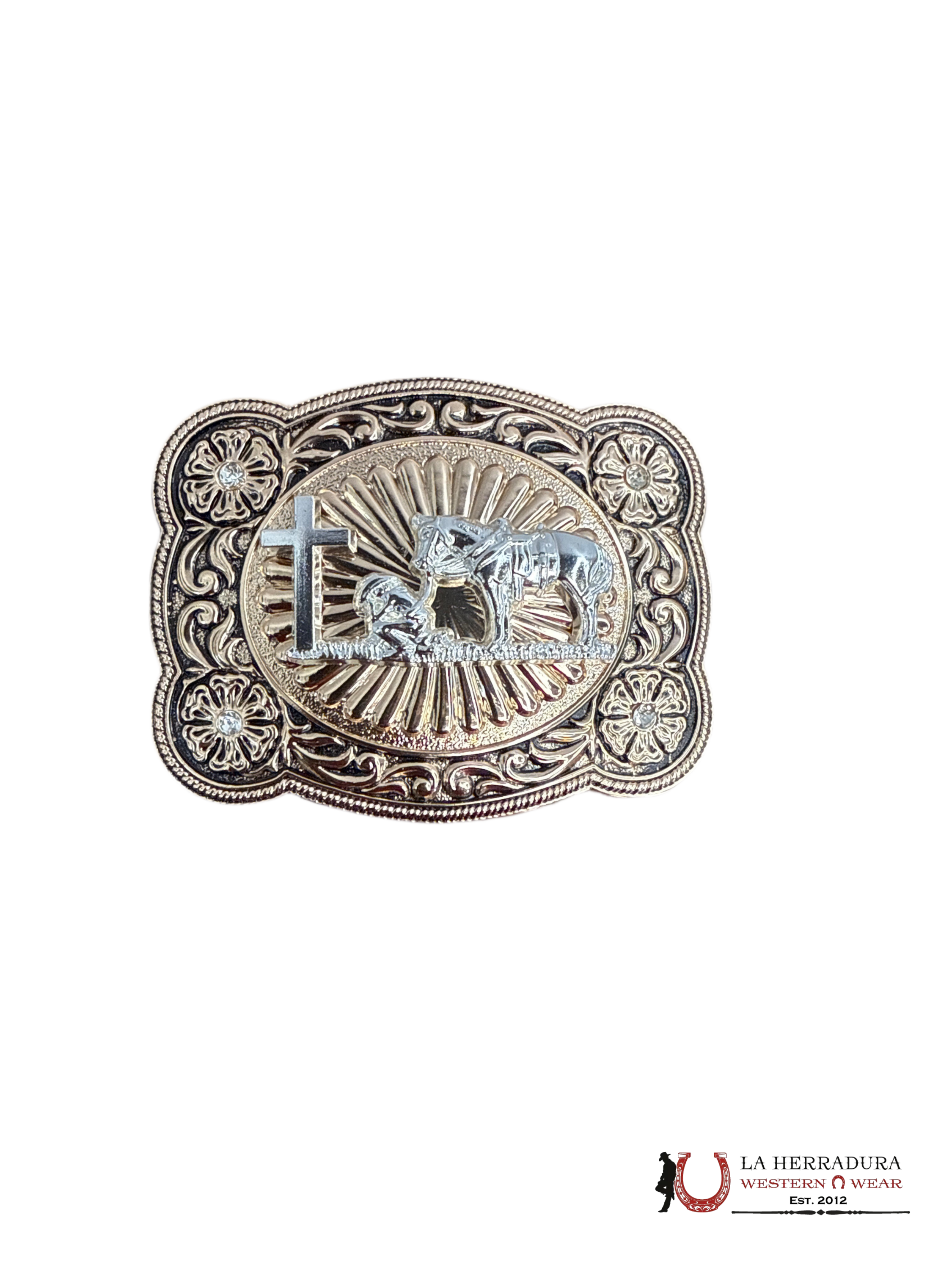 KIDS ROUND BLACK & ROSE GOLD JINETE BUCKLE ACCESORIOS