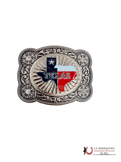 KIDS ROUND BLACK & ROSE TEXAS STATE BUCKLE