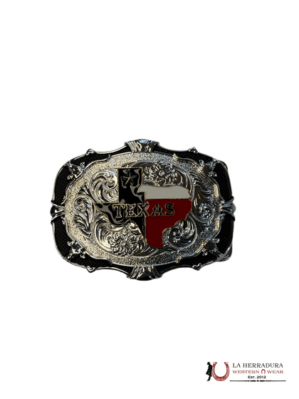 KIDS SQUARE BLACK AND SILVER TEXAS BUCKLE
