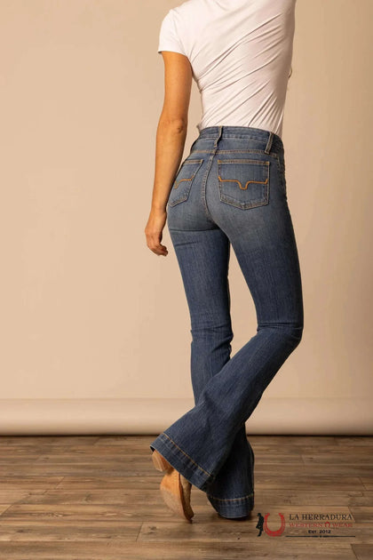 KIMS RANCH JENNIFER PANTALONES VAQUEROS DE TIRO ALTO LAVADO MEDIO