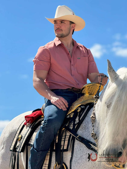CAMISA KIMES RANCH MANGA CORTA A PRESIÓN ROJA
