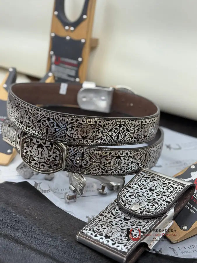 La Herradura 2 Inc Belt Silver/Black Cinturones Hombres