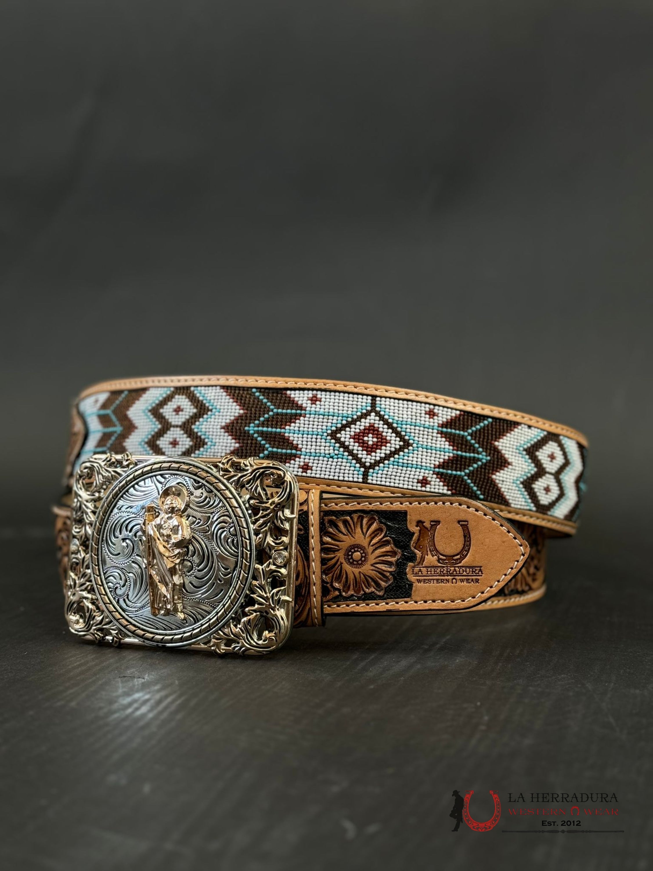 La Herradura Aztec Beaded 2 In Belt Only Cinturones Hombres