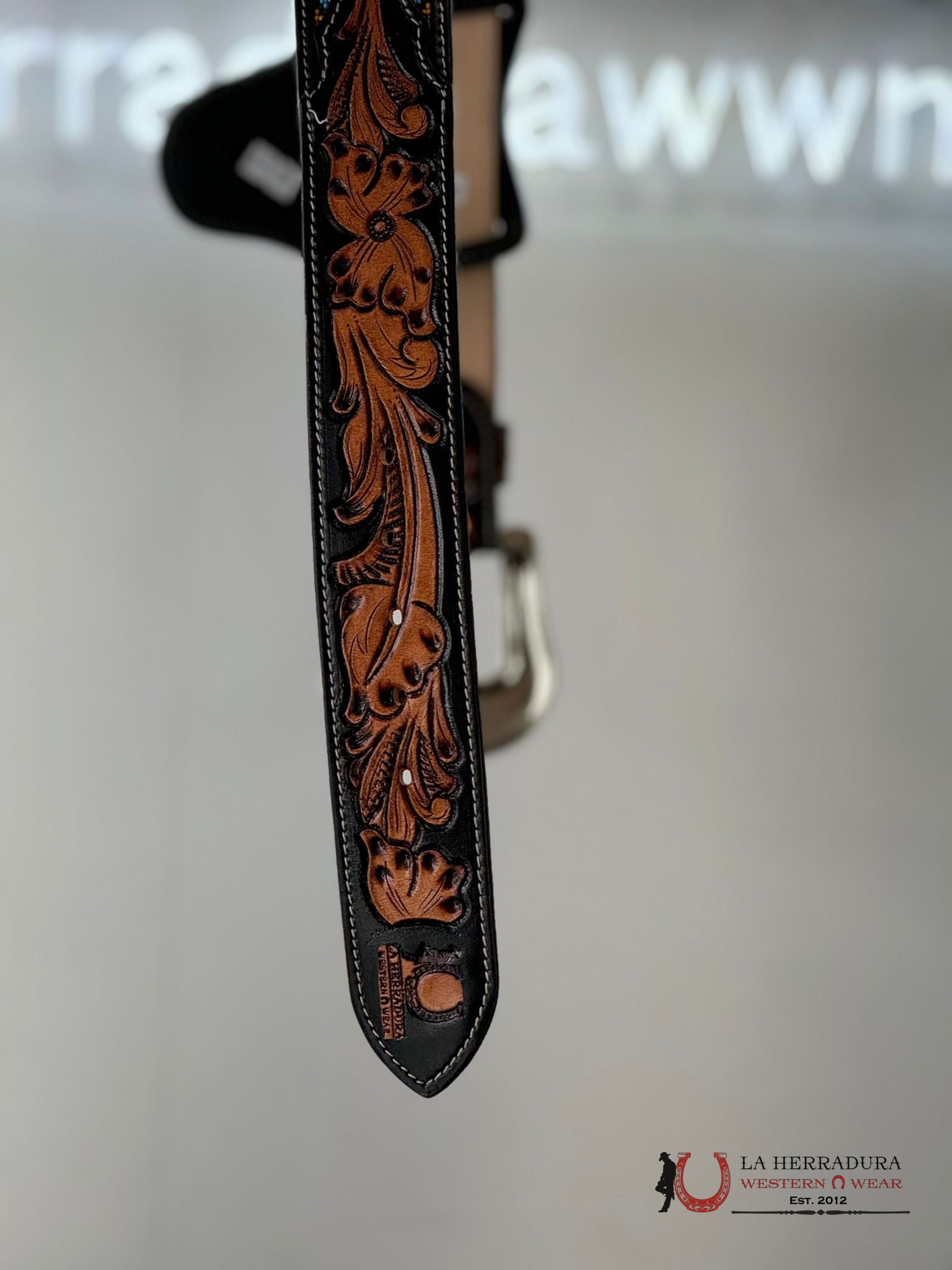 La Herradura Aztec Multi Handtooled 2 Inch Belt Cinturones Hombres