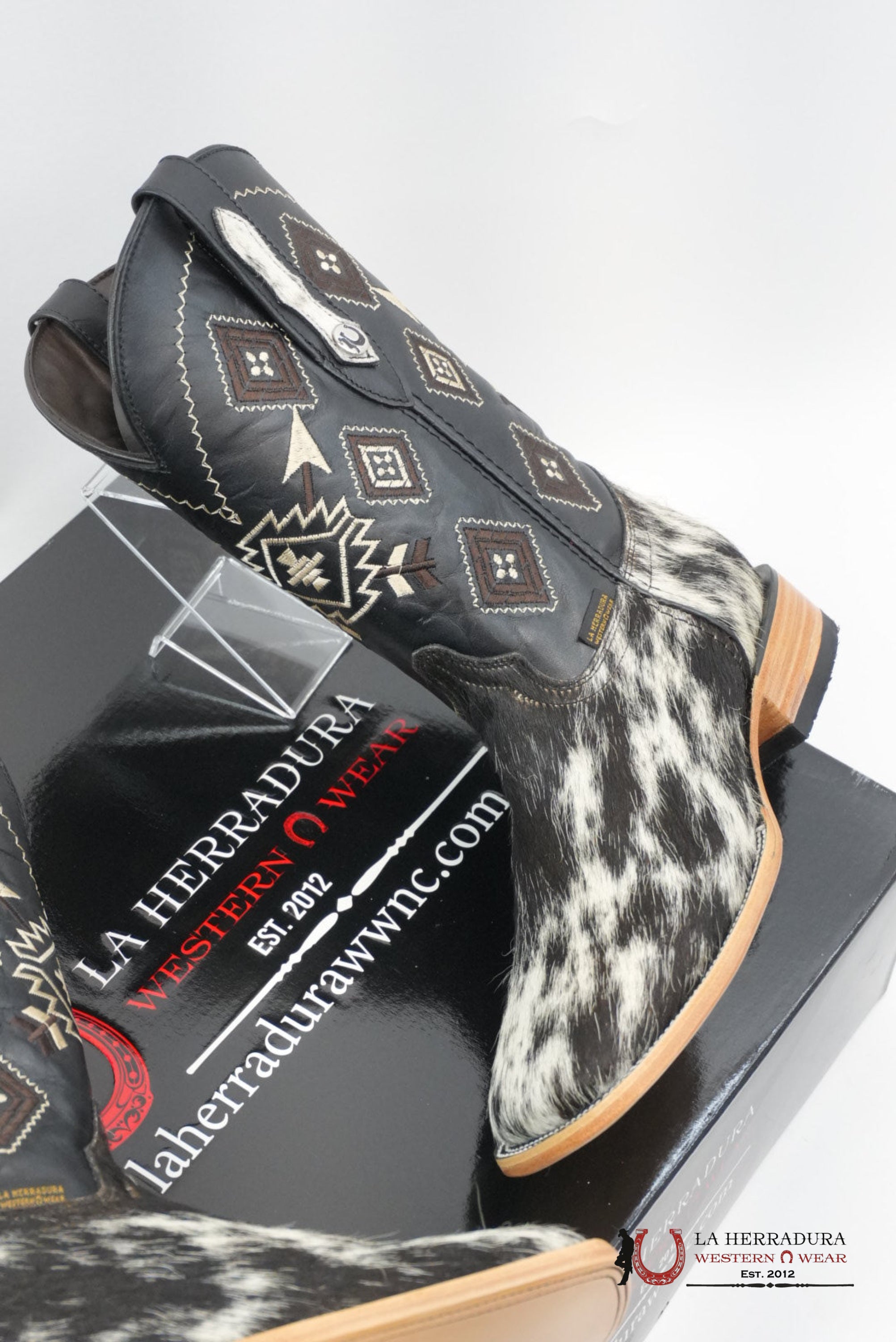 LA HERRADURA MEN BOOT COWHIDE BLACK / WHITE (EVERY PAIR IS UNIQUE) BOTAS HOMBRES