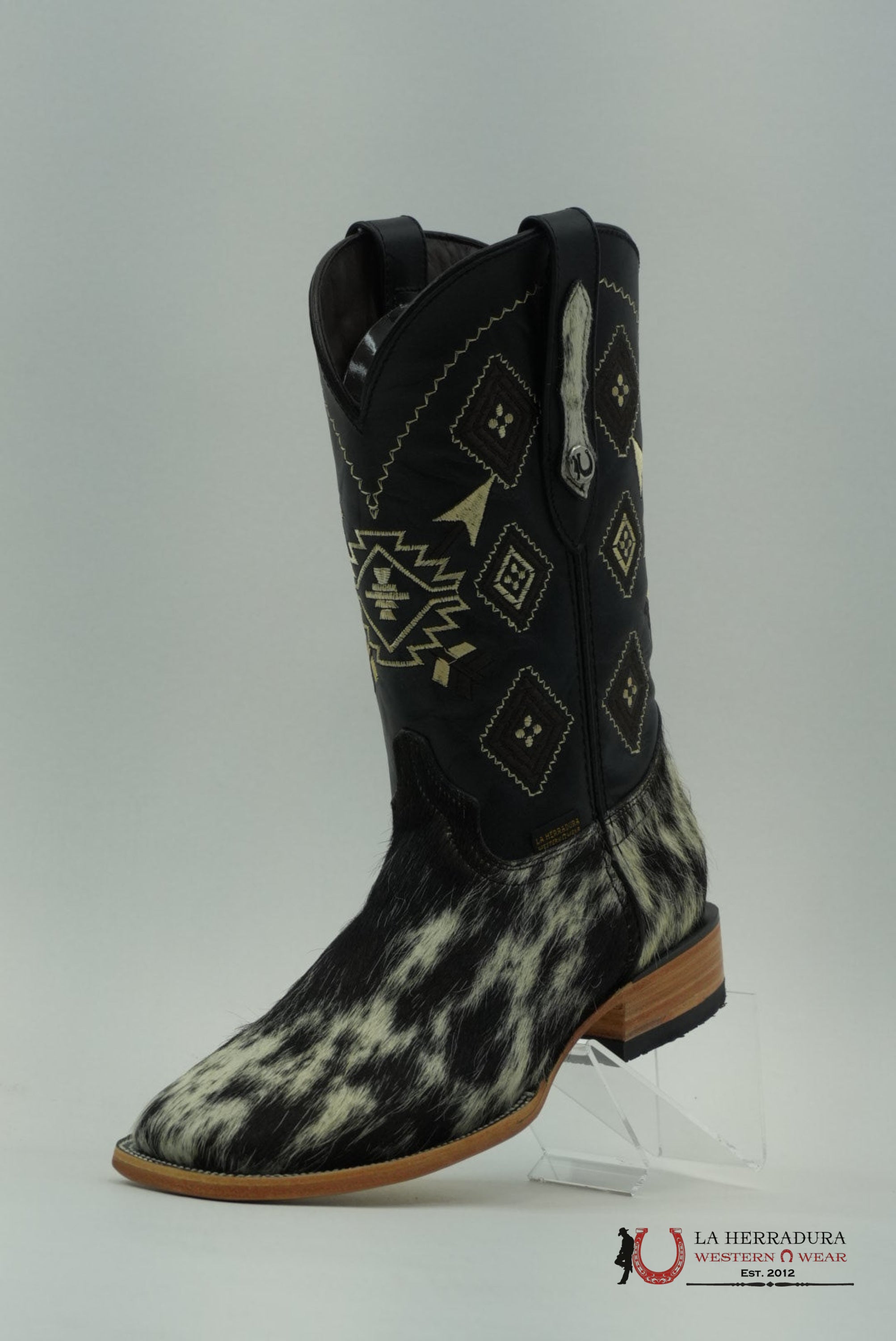 LA HERRADURA MEN BOOT COWHIDE BLACK / WHITE (EVERY PAIR IS UNIQUE) BOTAS HOMBRES