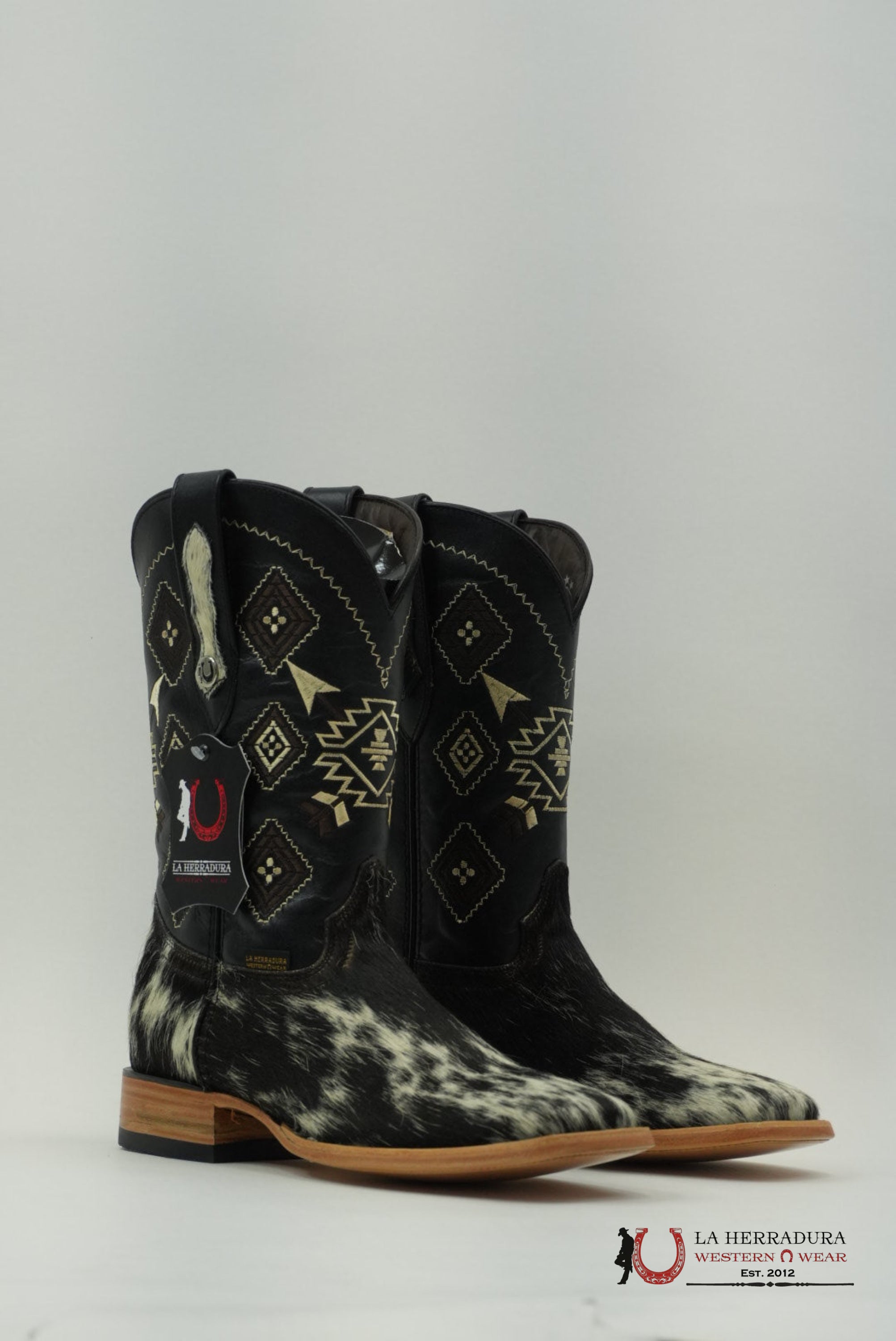 LA HERRADURA MEN BOOT COWHIDE BLACK / WHITE (EVERY PAIR IS UNIQUE) BOTAS HOMBRES