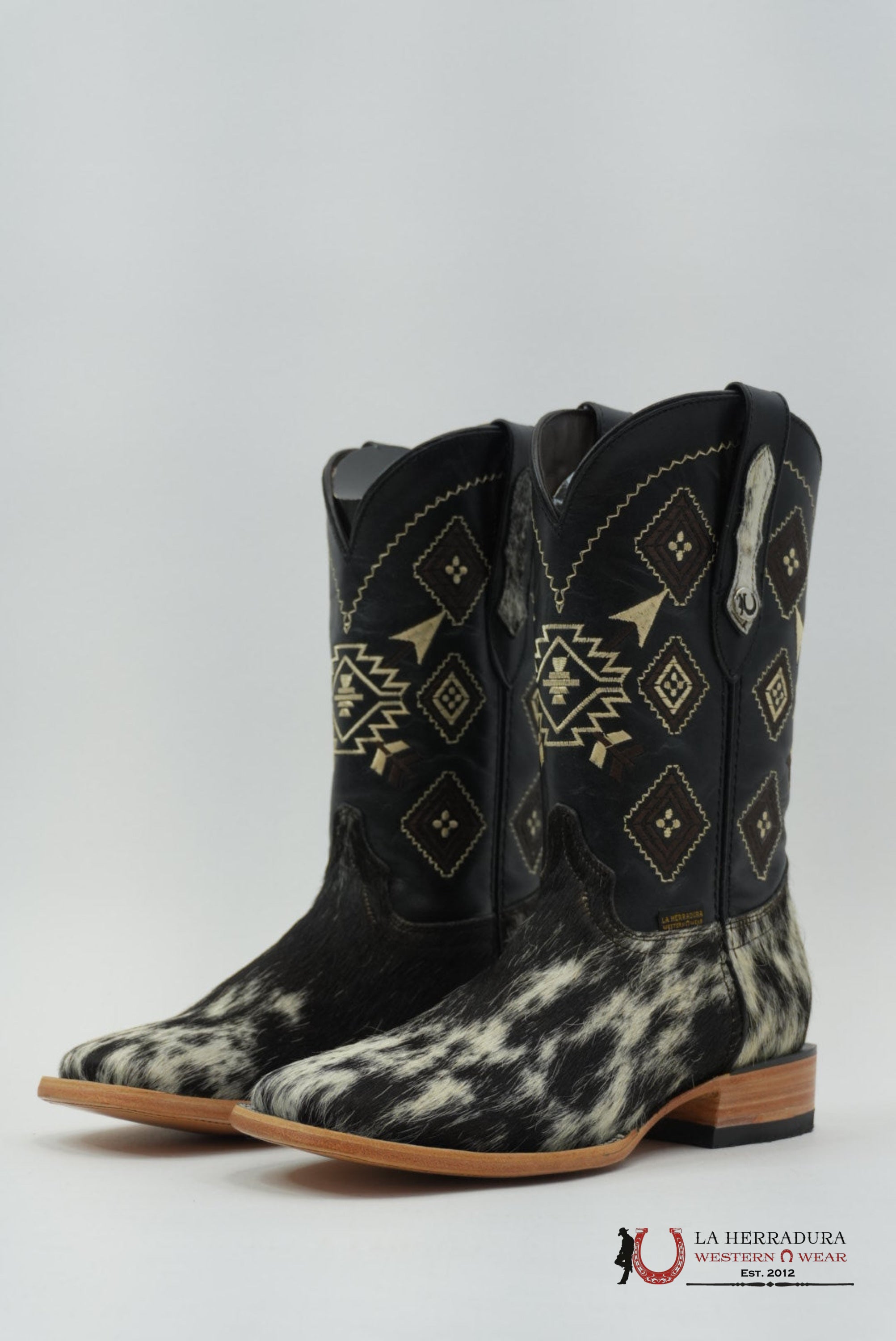 LA HERRADURA MEN BOOT COWHIDE BLACK / WHITE (EVERY PAIR IS UNIQUE) BOTAS HOMBRES