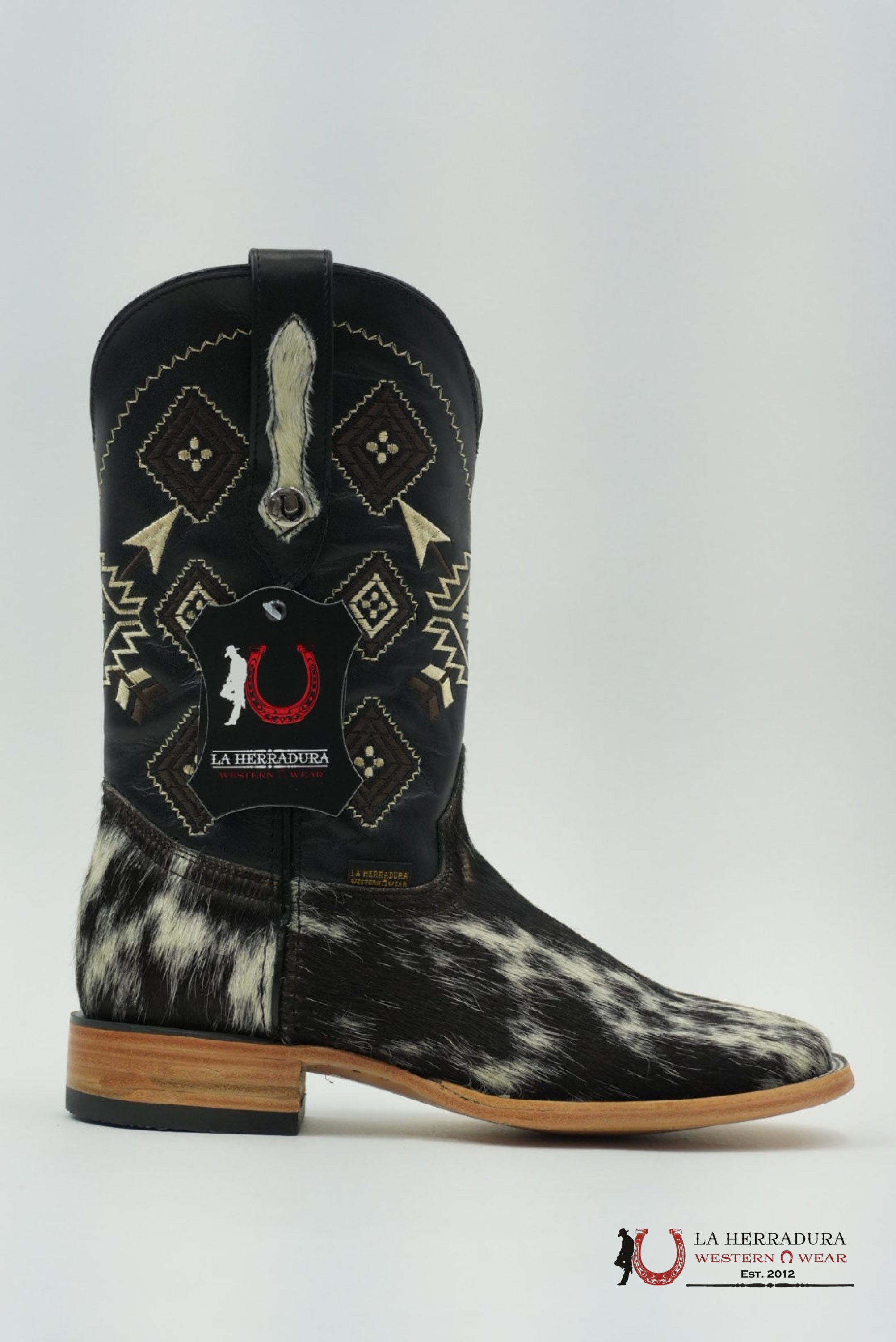 LA HERRADURA MEN BOOT COWHIDE BLACK / WHITE (EVERY PAIR IS UNIQUE) BOTAS HOMBRES