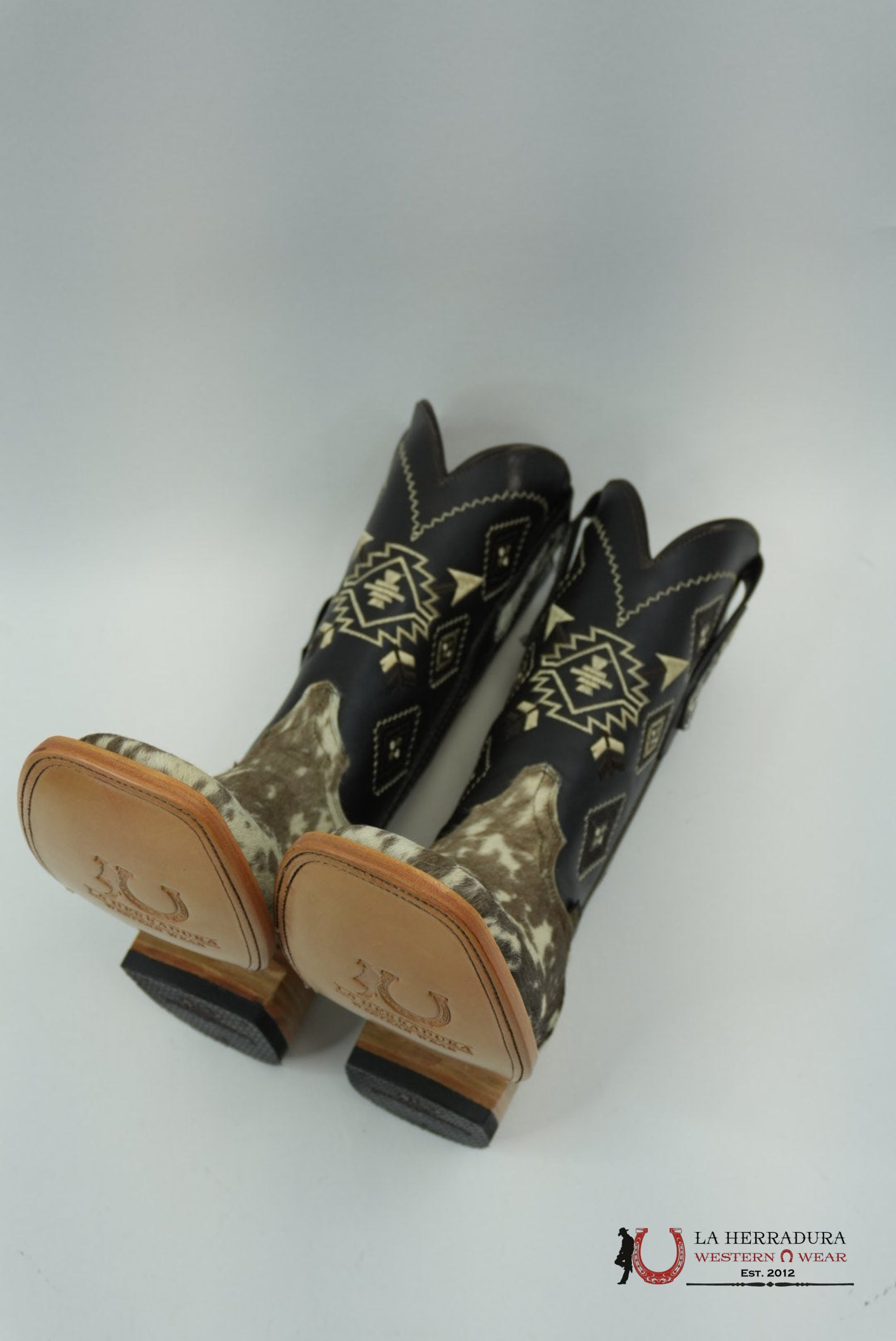 LA HERRADURA MEN BOOT COWHIDE BROWN / WHITE (EVERY PAIR IS UNIQUE) BOTAS HOMBRES