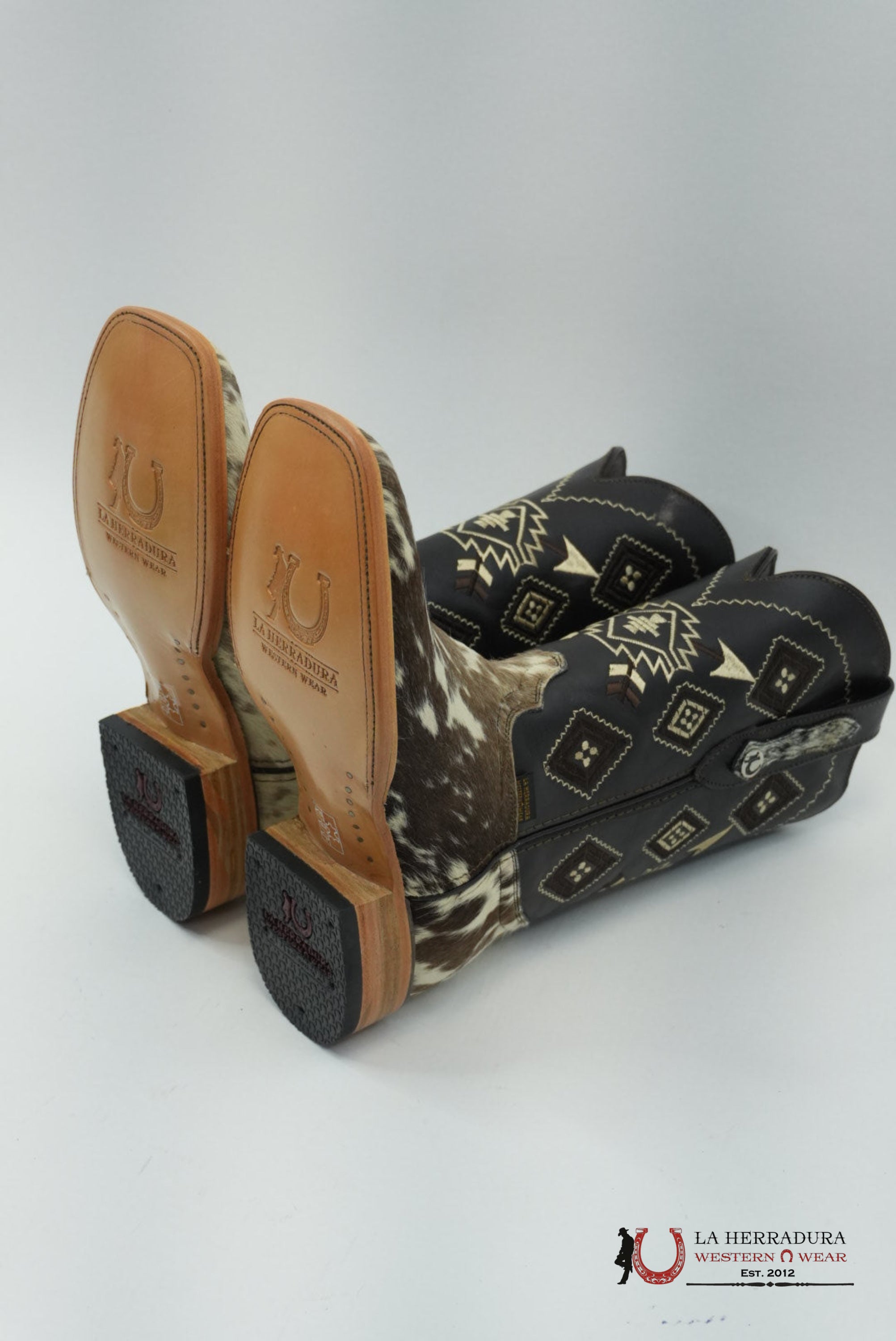 LA HERRADURA MEN BOOT COWHIDE BROWN / WHITE (EVERY PAIR IS UNIQUE) BOTAS HOMBRES