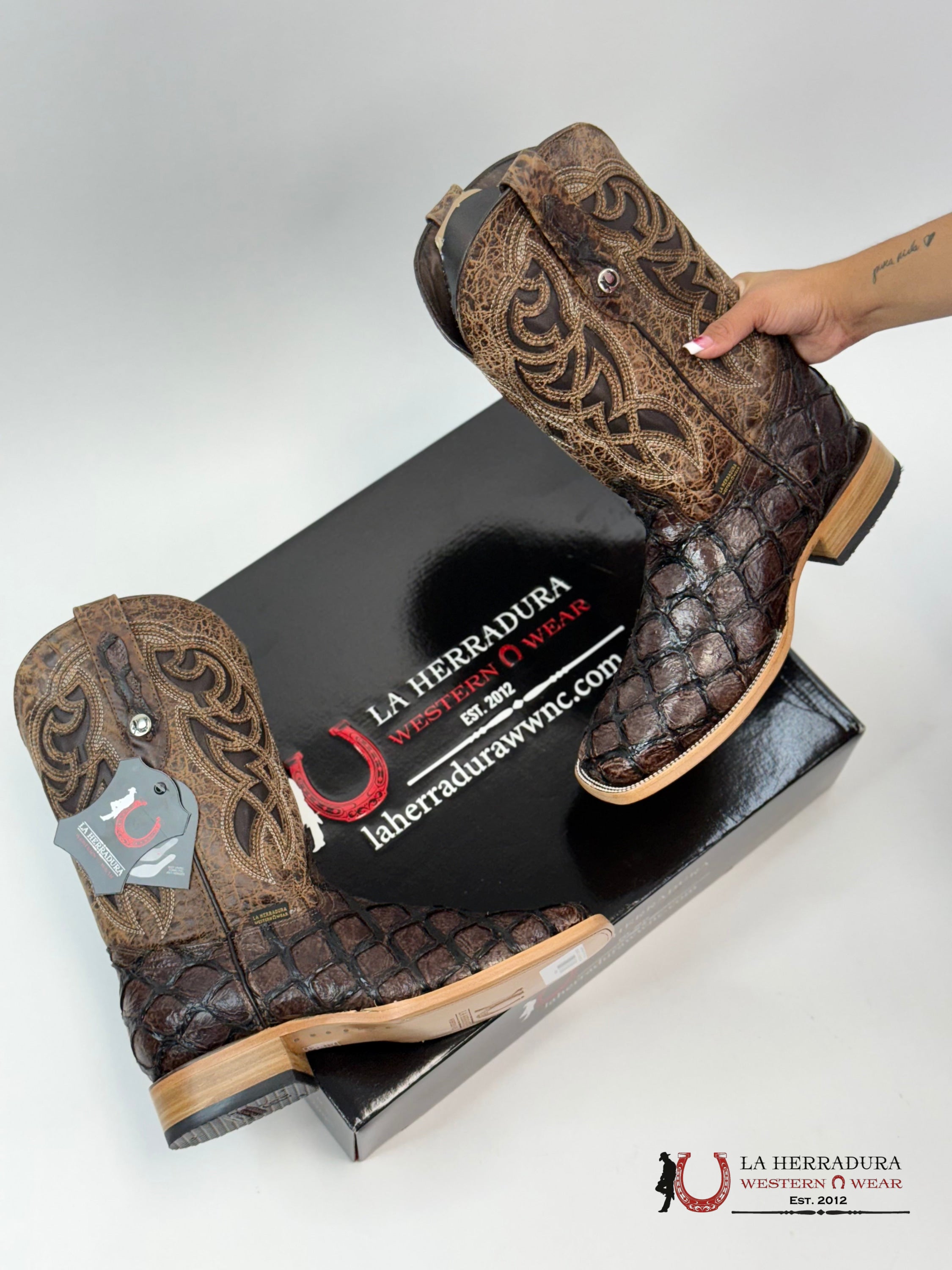 LA HERRADURA EST. PEZ CLON CAFÉ BRILLOSO BOTAS HOMBRES