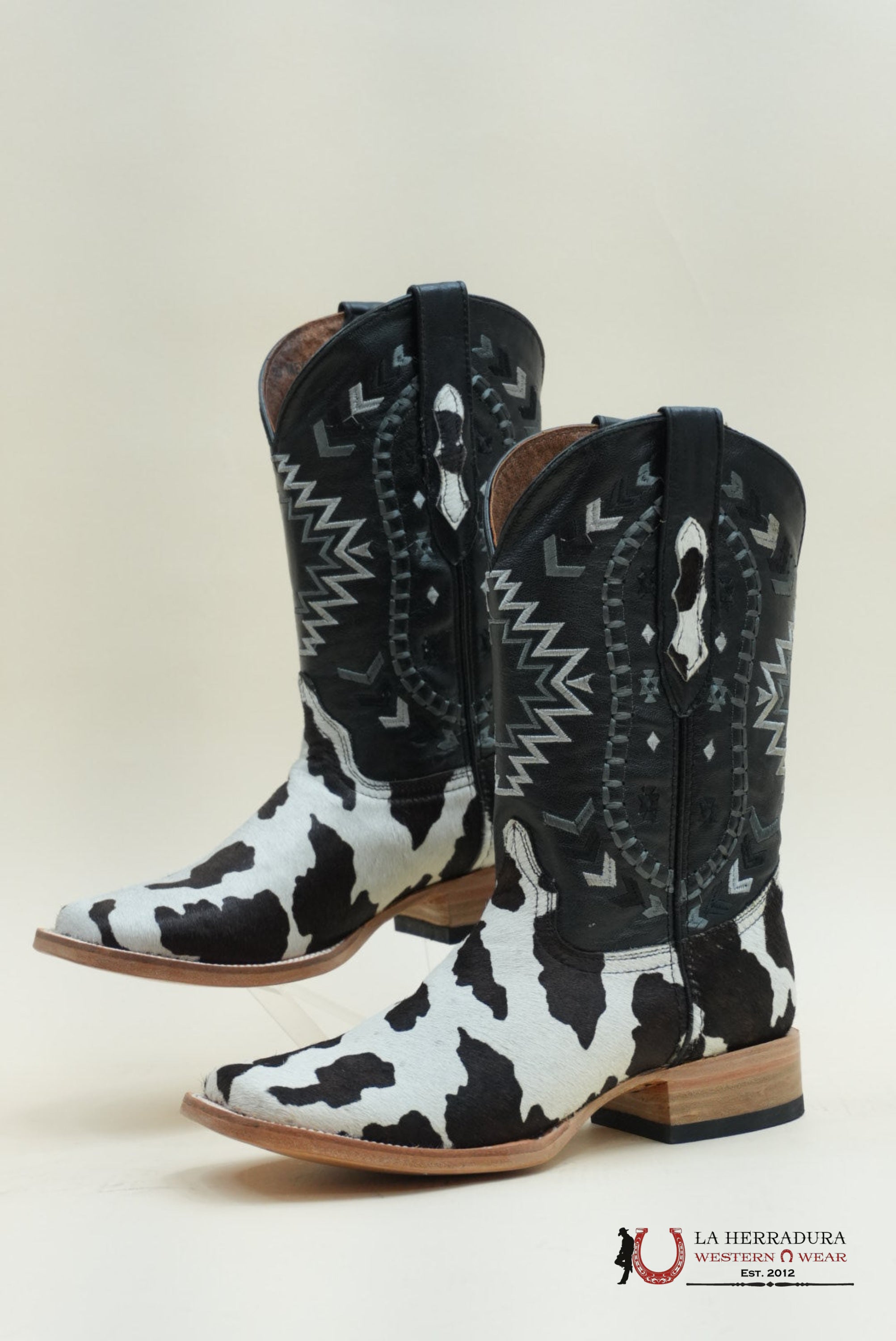 LA HERRADURA WESTERN WEAR COW HIDE BLEACH RG NEGRO CHEROKEE BOOTS BOTAS HOMBRES