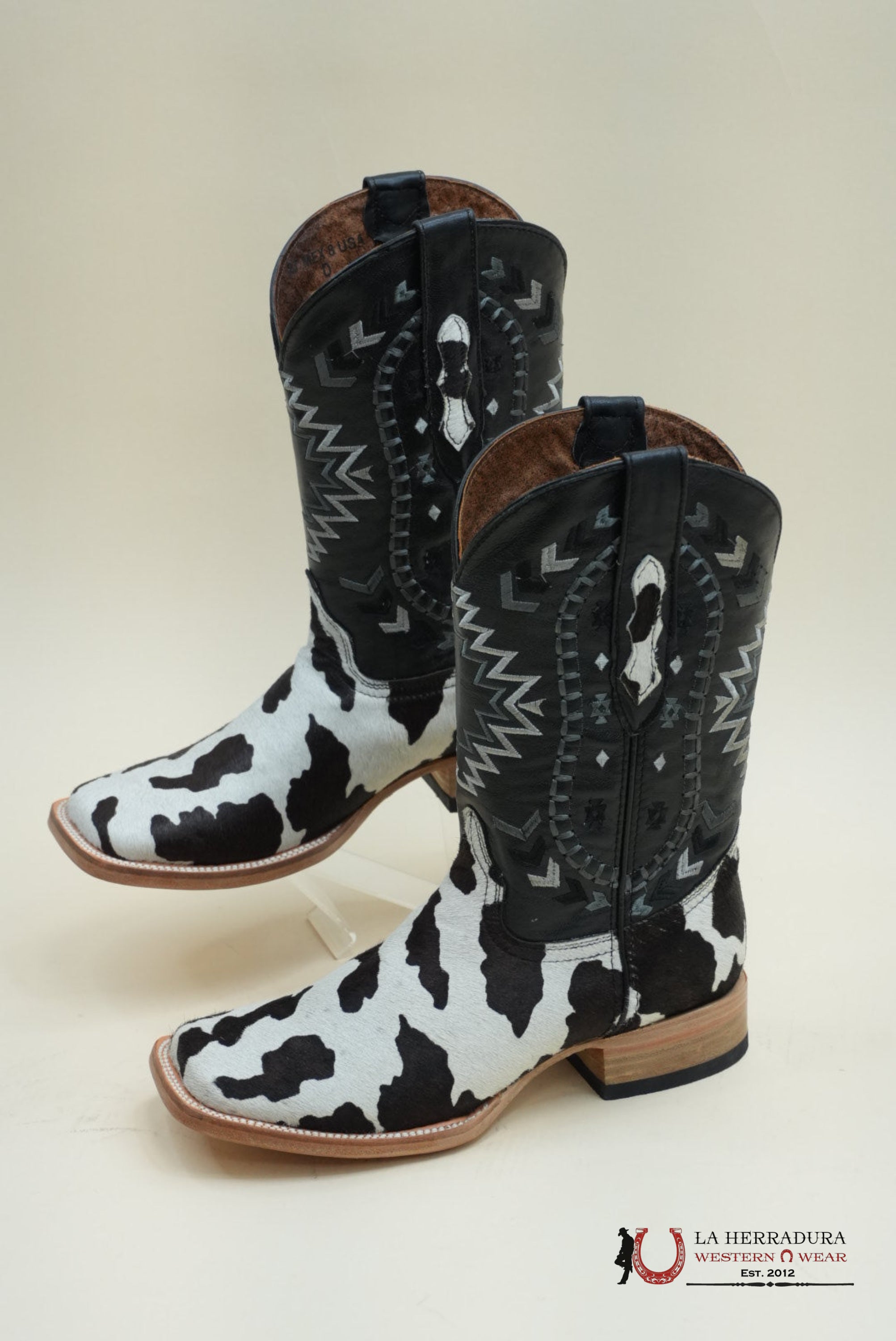 LA HERRADURA WESTERN WEAR COW HIDE BLEACH RG NEGRO CHEROKEE BOOTS BOTAS HOMBRES