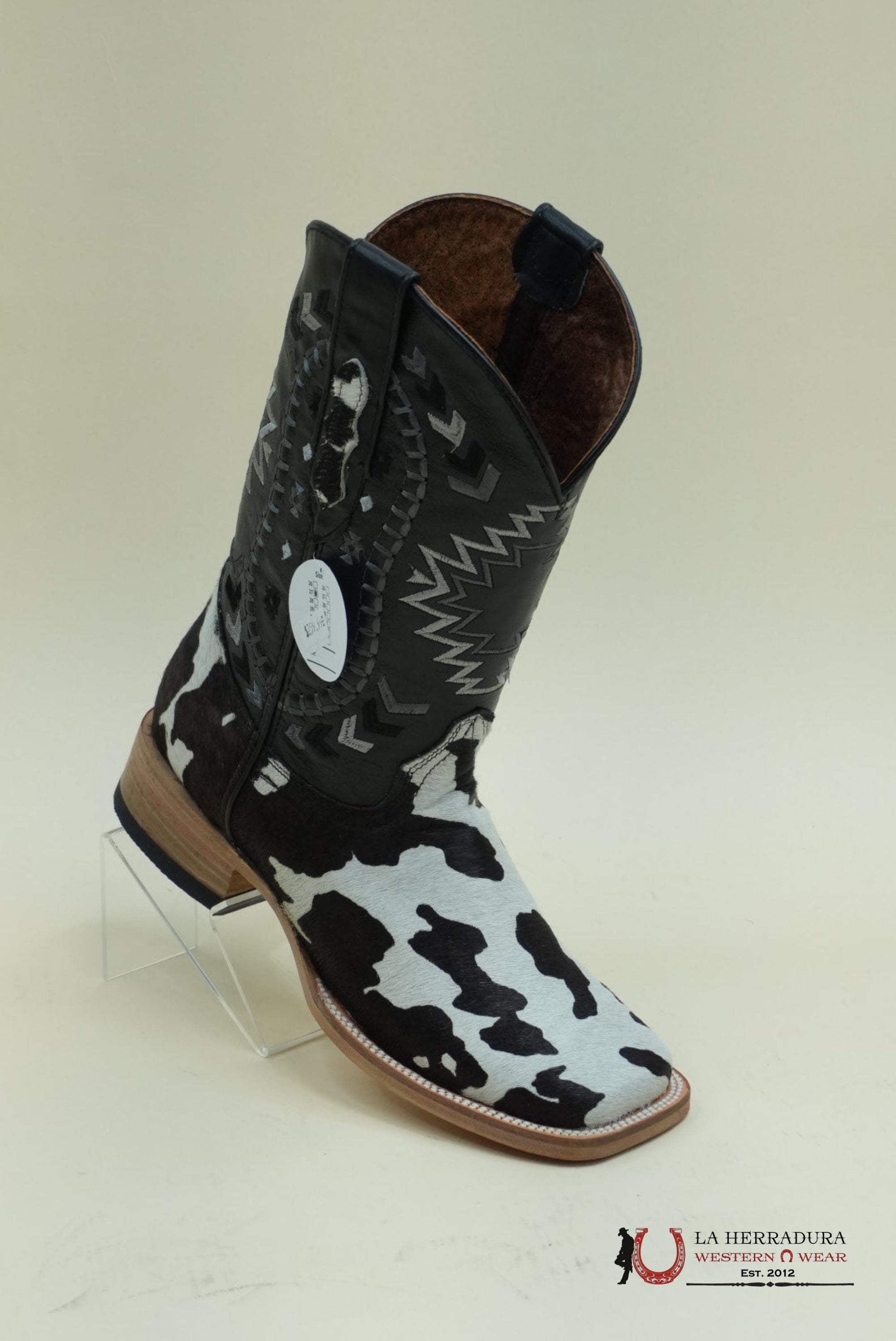 LA HERRADURA WESTERN WEAR COW HIDE BLEACH RG NEGRO CHEROKEE BOOTS BOTAS HOMBRES