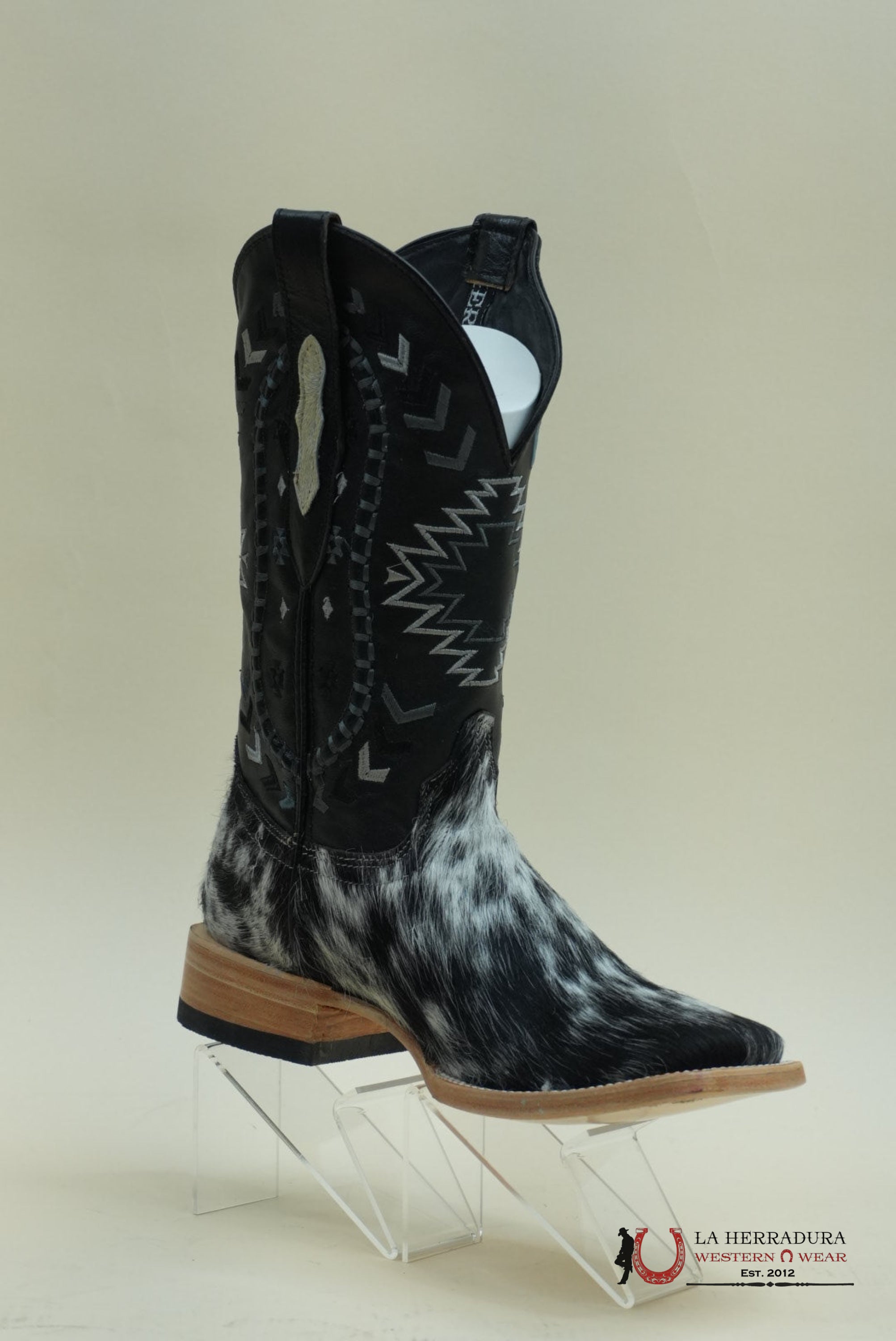 HERRADURA EXOTIC COWHIDE BLACK &WHITE CHEROKEE RUNGO BOOT EVERY PAIR IS UNIQUE! BOTAS HOMBRES