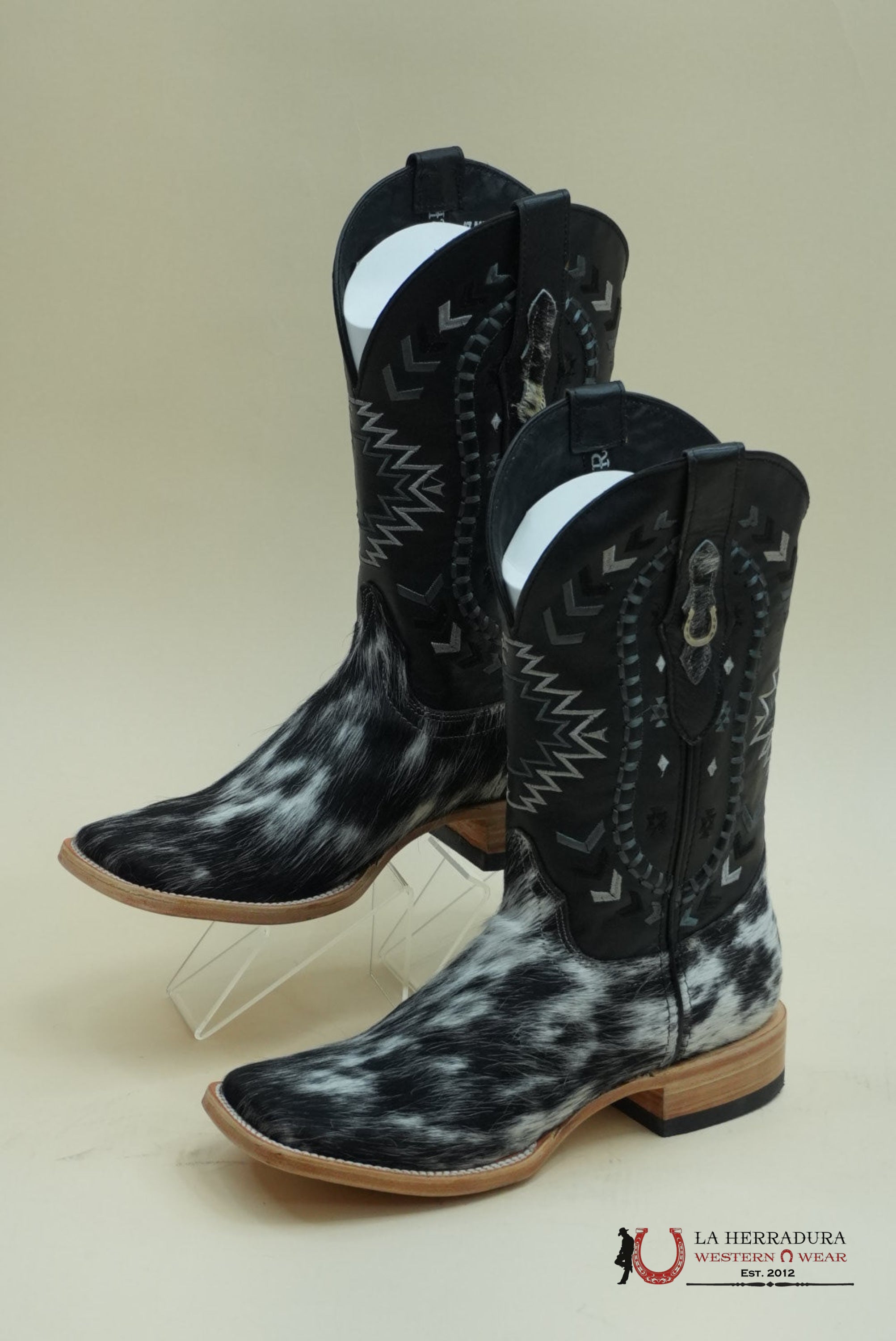 HERRADURA EXOTIC COWHIDE BLACK &WHITE CHEROKEE RUNGO BOOT EVERY PAIR IS UNIQUE! BOTAS HOMBRES