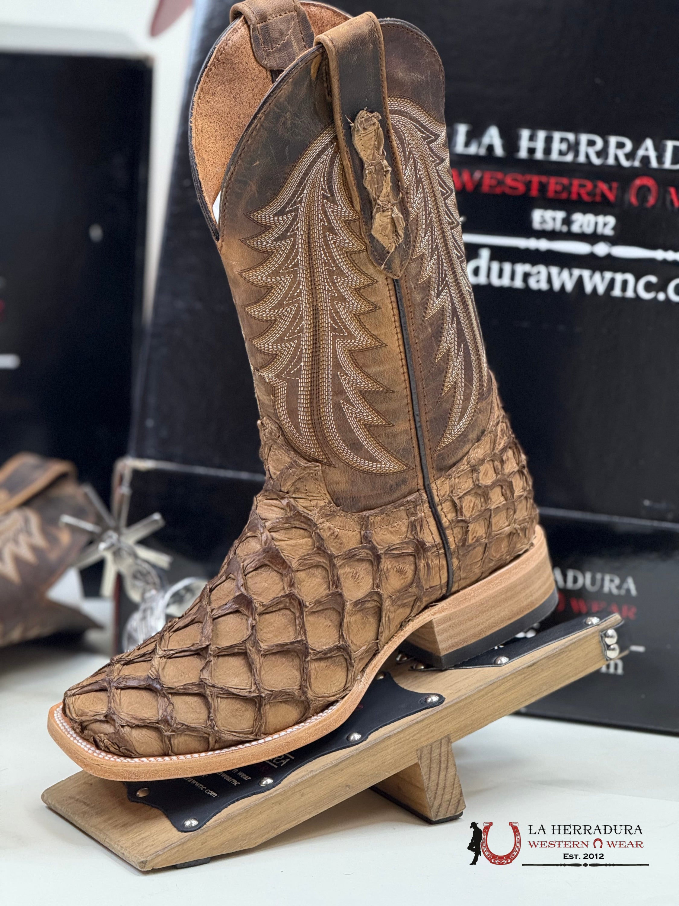 Herradura Exotic Bigbass Caramel Palash Cedros Fish Boots Botas Hombres