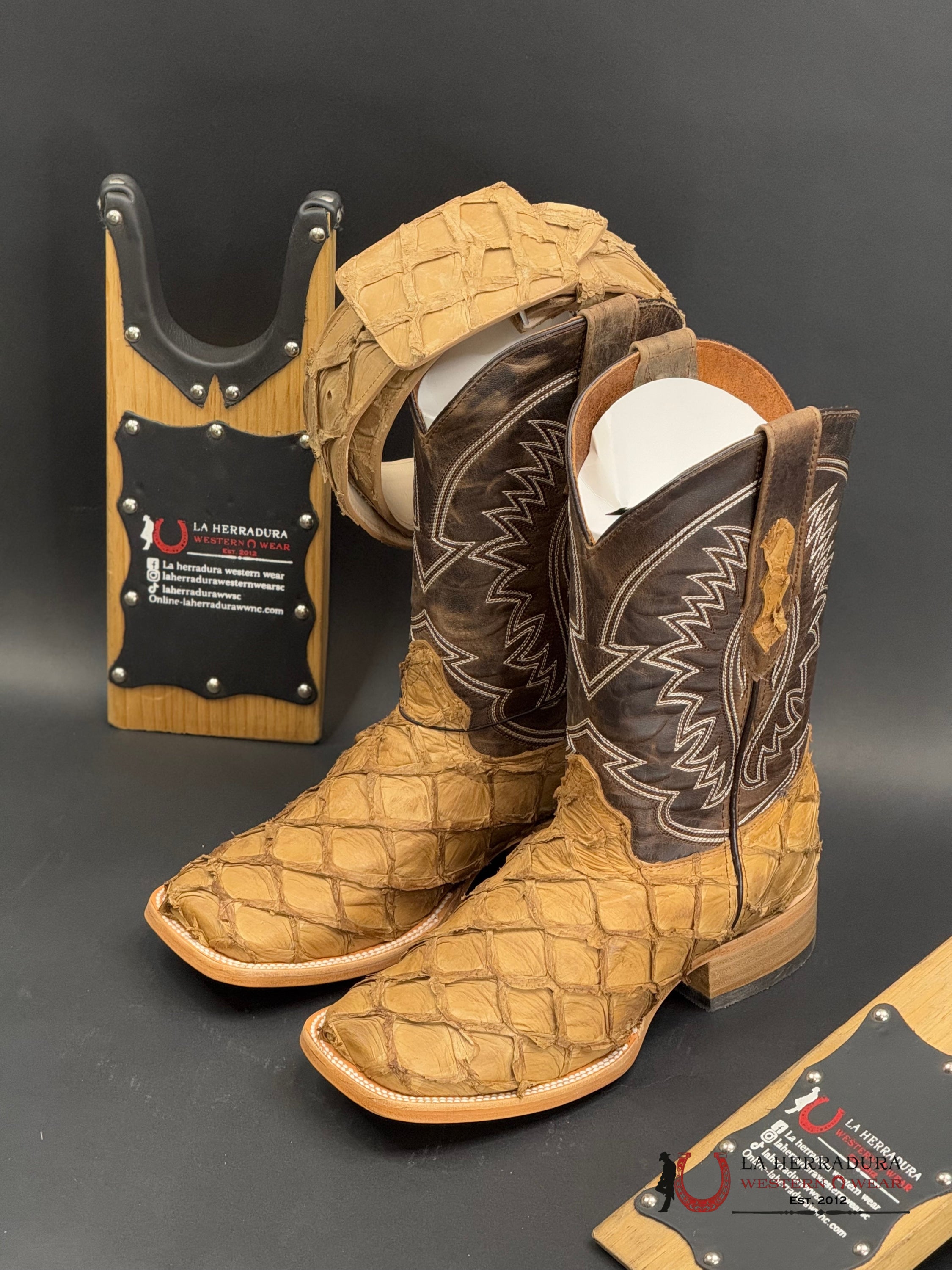 Herradura Exotic Camel Off Sa Miel Solar Fish Boots Botas Hombres