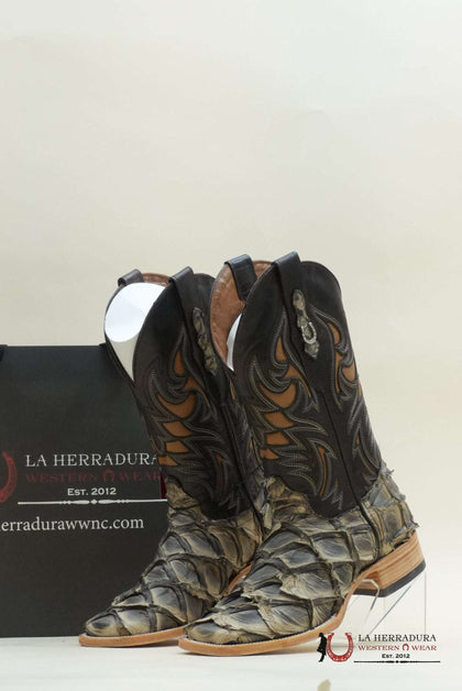 LA HERRADURA EXOTIC FISH BOOT PALE TAN SAVANNA ZARAGOZA PUNTA CUADRADA